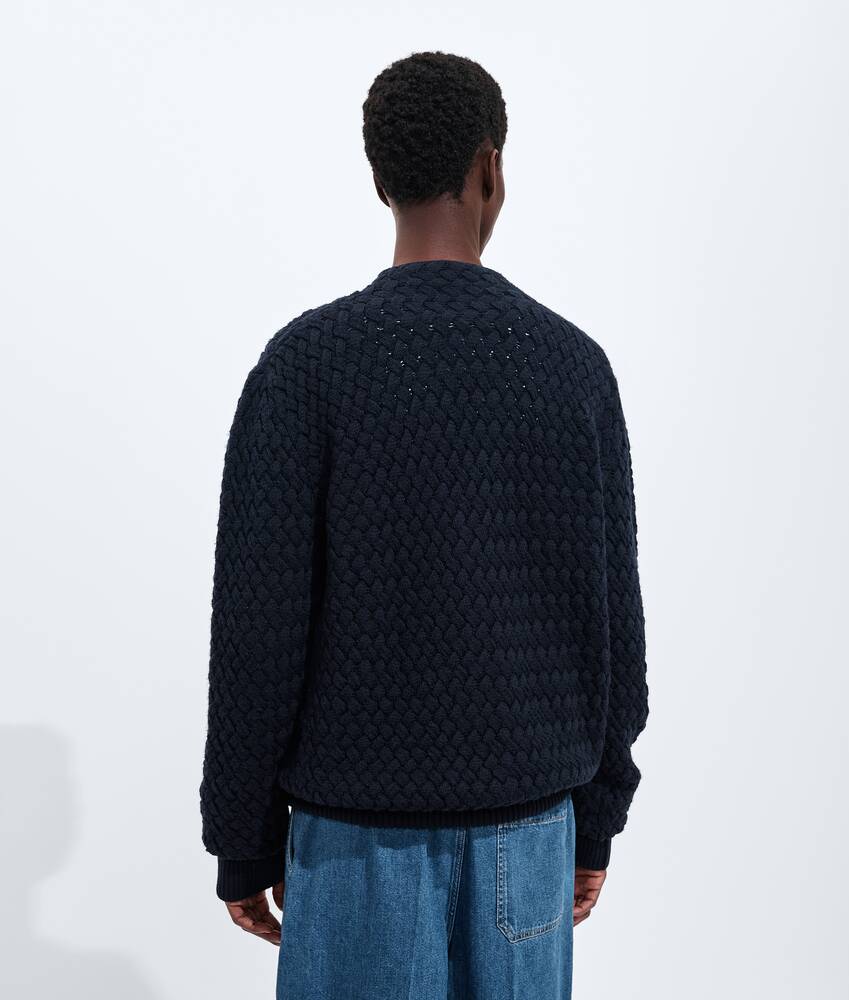 Men's Intrecciato Wool Cardigan in Midnight blue Bottega Veneta Portugal EN - Image 2