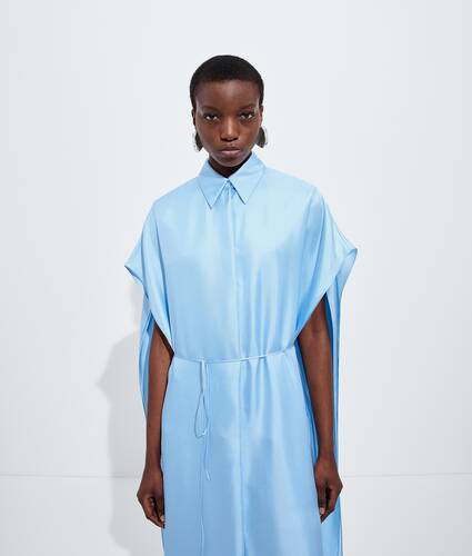 Women's Silk Twill Shirt Dress in Oxford blue Bottega Veneta Latvia EN - Image 5