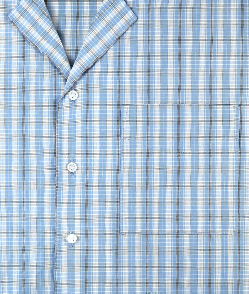 Men's Cotton And Silk Check Pajama Shirt in Blue/white/stone Bottega Veneta Czechia EN - Image 6
