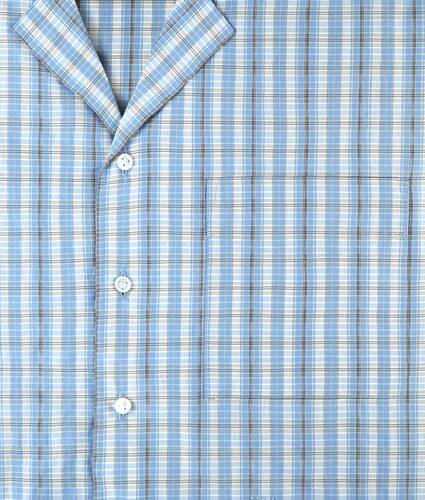 Men's Cotton And Silk Check Pajama Shirt in Blue/white/stone Bottega Veneta Czechia EN - Image 6