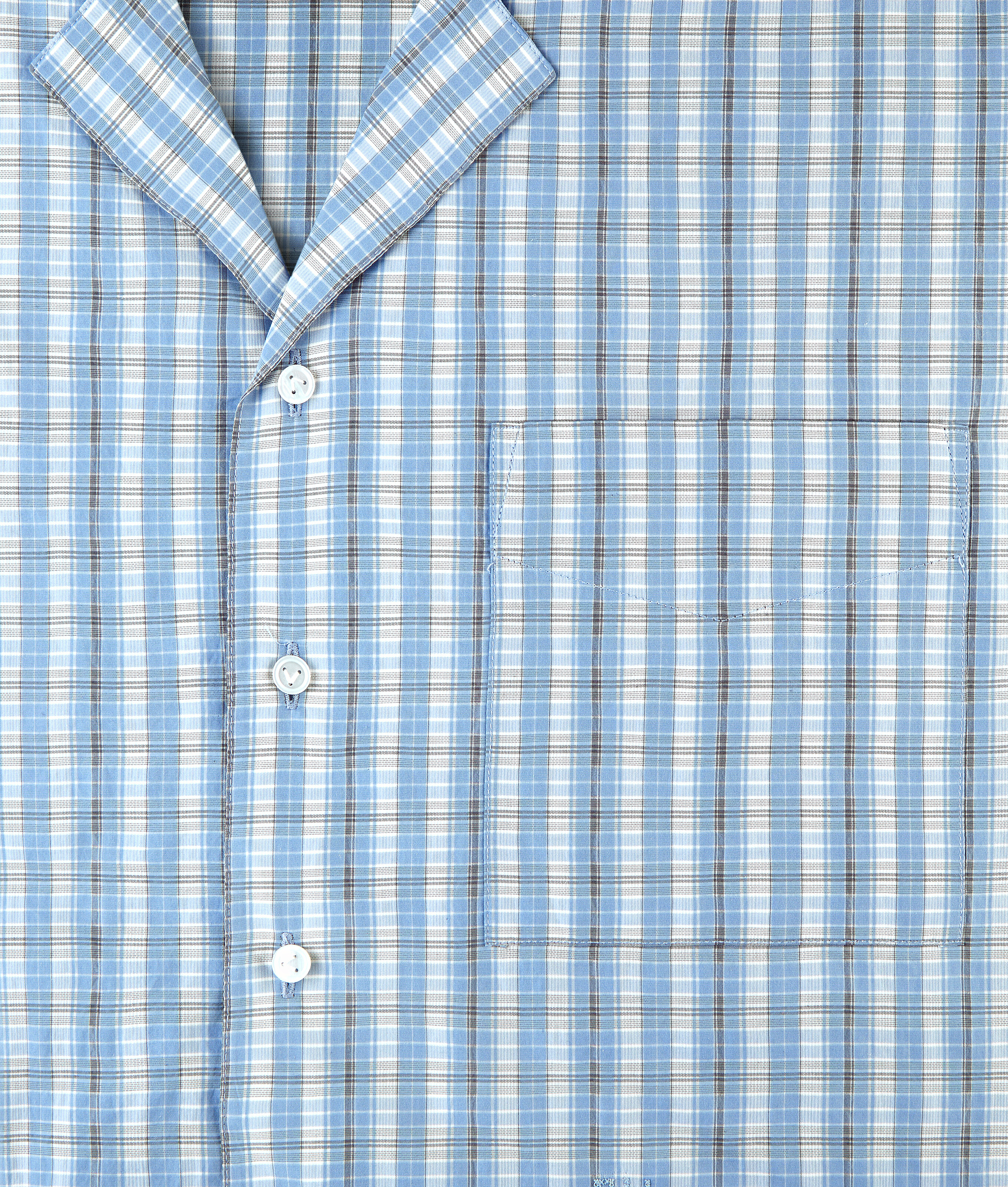 Men's Cotton And Silk Check Pajama Shirt in Blue/white/stone Bottega Veneta Finland EN - Image 6