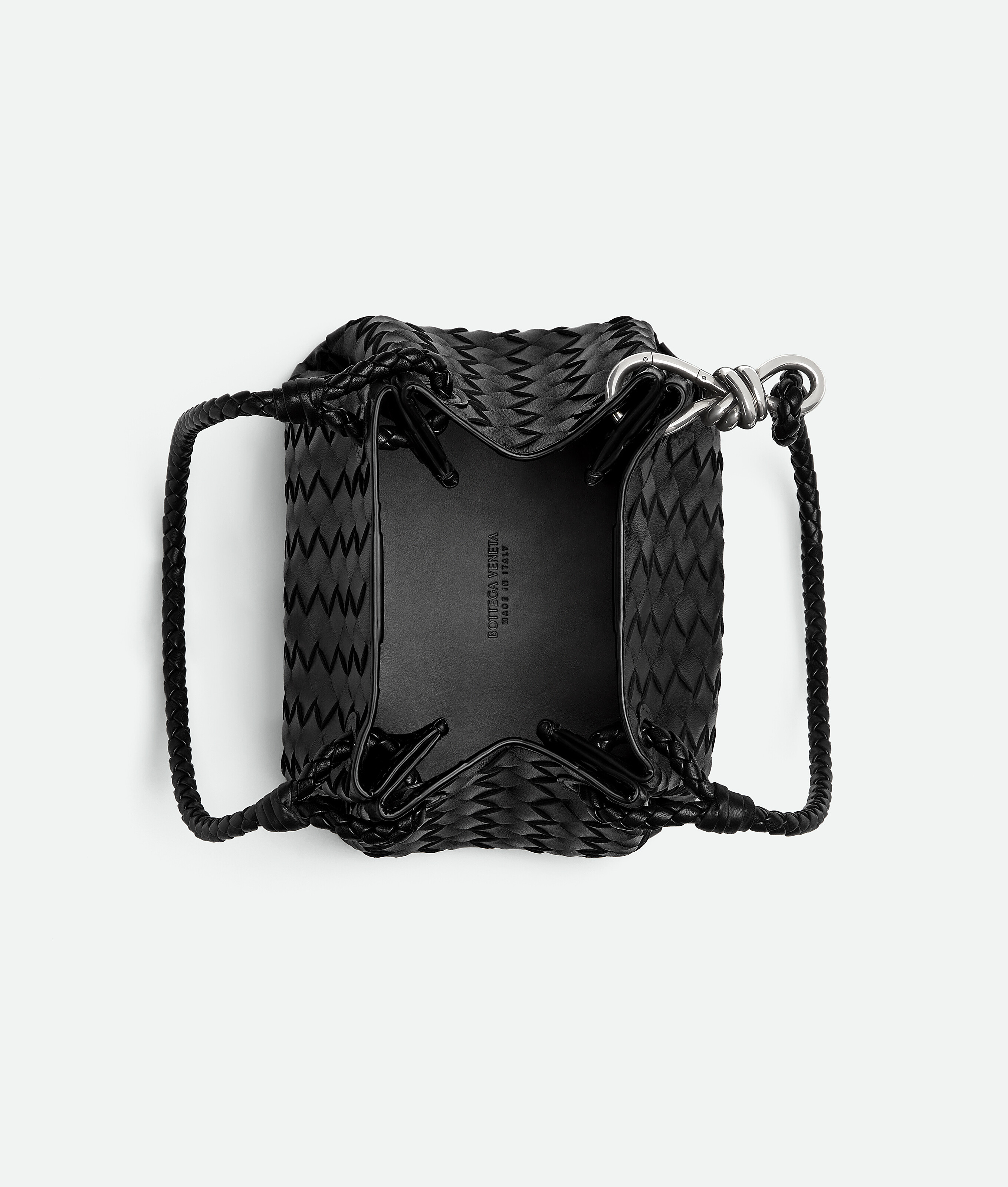 Bottega Veneta Small Intrecciato Leather Parachute Shoulder Bag In Black