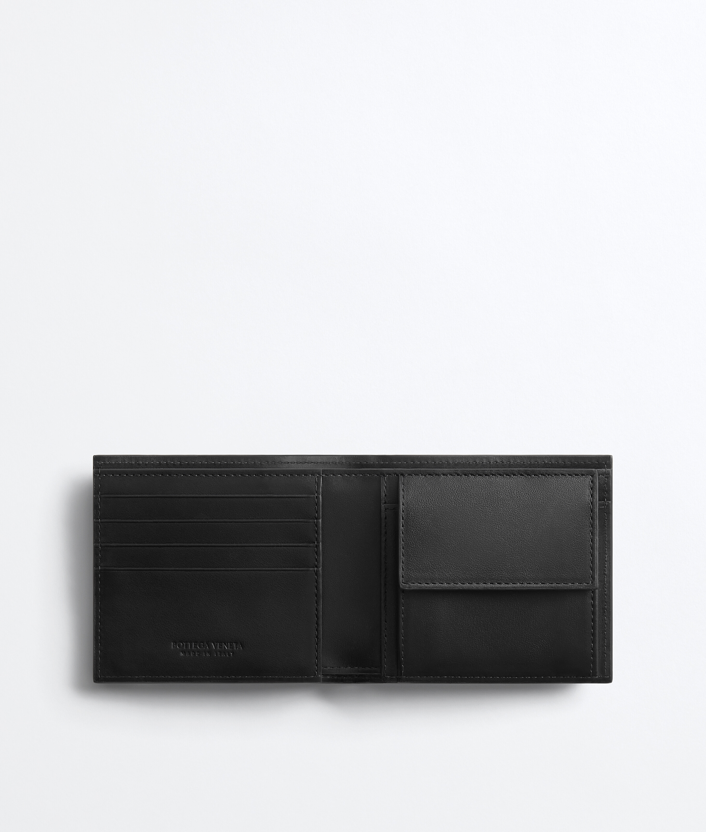 Men's Intrecciato Bi-Fold Wallet with Coin Purse in Black/brown Bottega Veneta Luxembourg EN - Image 2