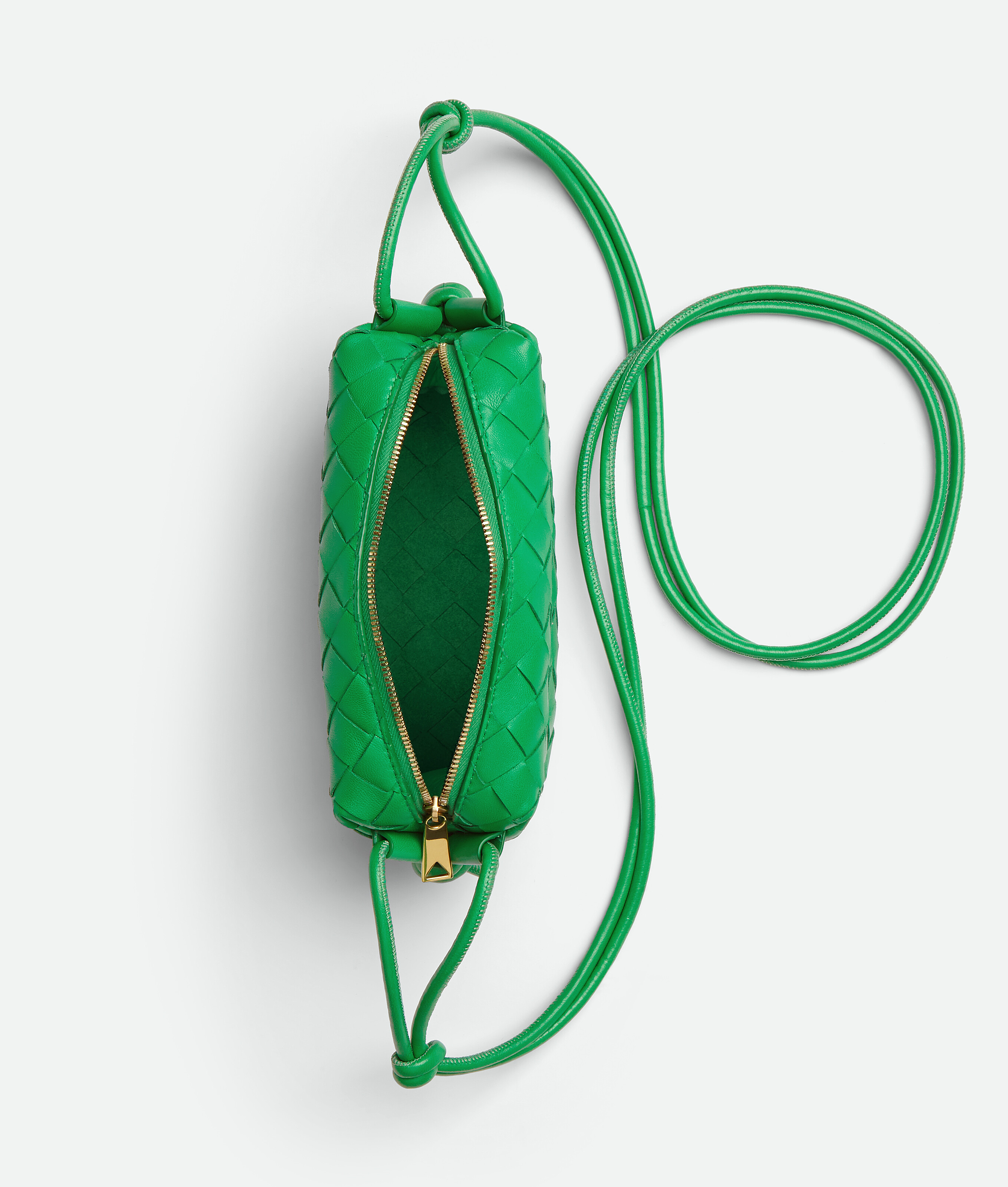 Bottega Veneta Loop Mini Intrecciato Leather Shoulder Bag In Green