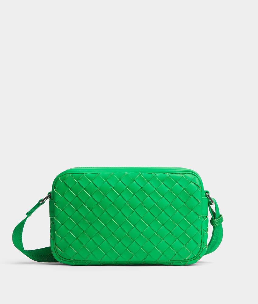 Green Intrecciato-leather cross-body bag, Bottega Veneta