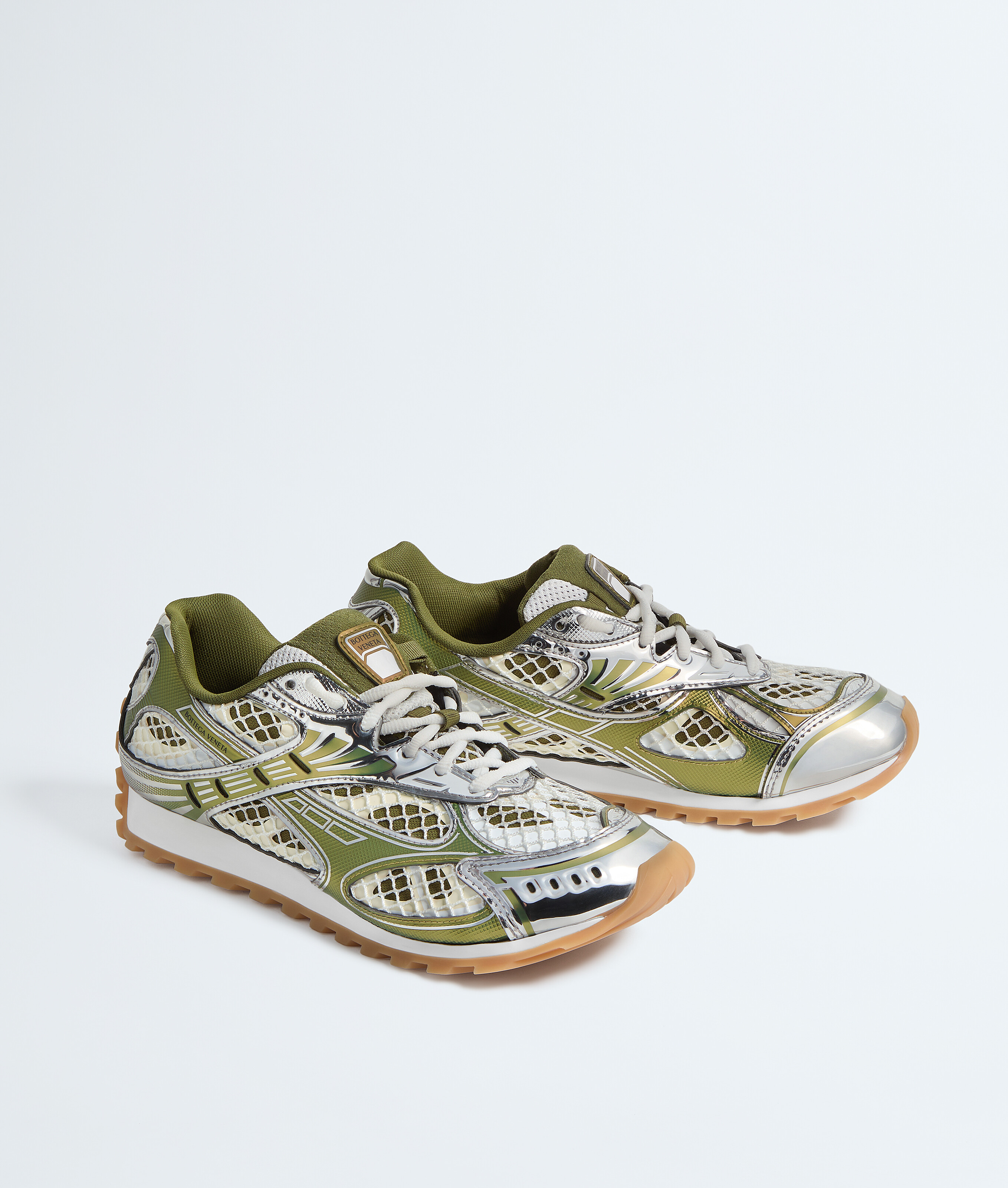 Bottega Veneta Orbit Lace-up Technical Fishnet Sneakers In Multi