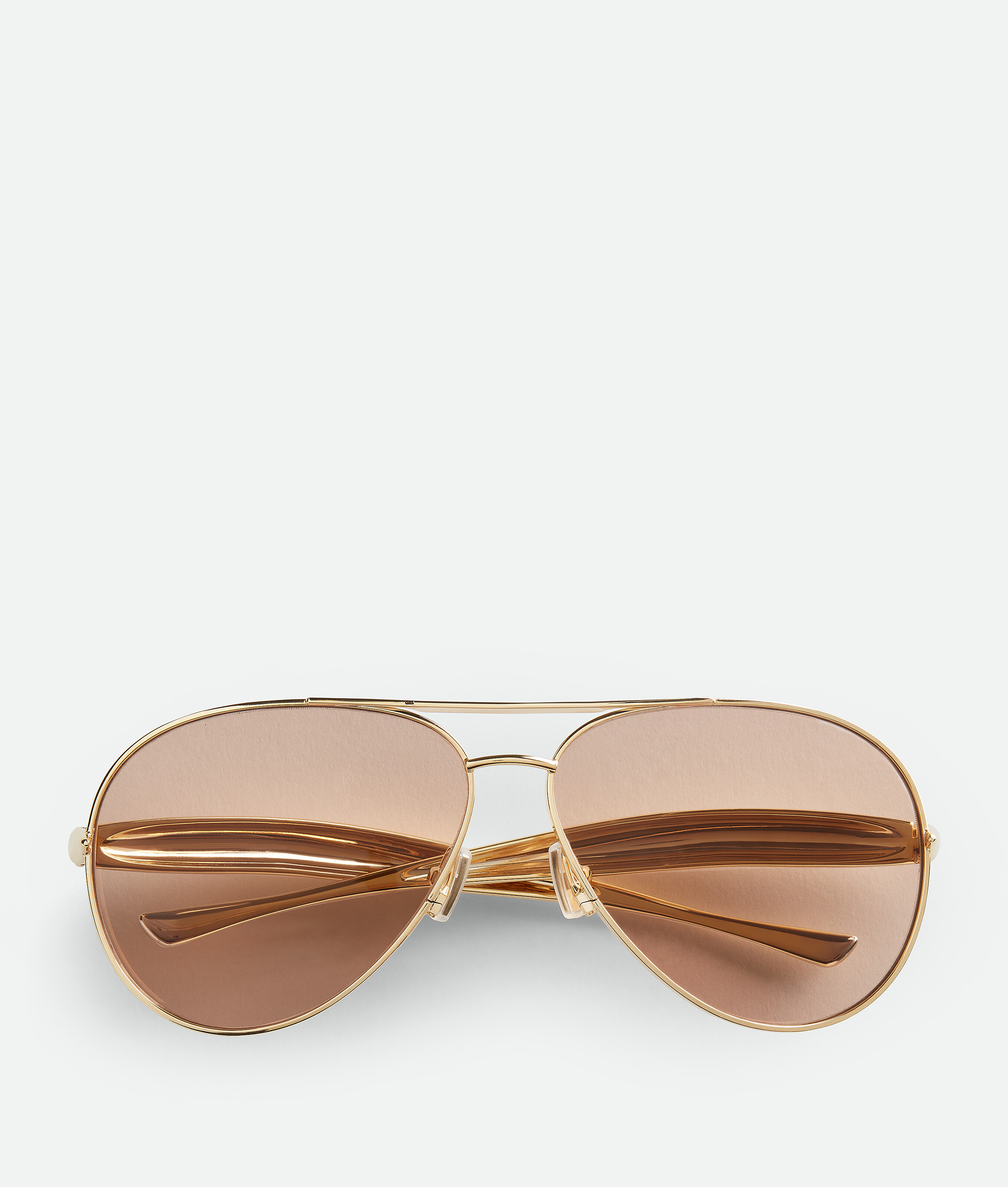 Bottega Veneta® Sardine Aviator Sunglasses in Gold/brown. Shop