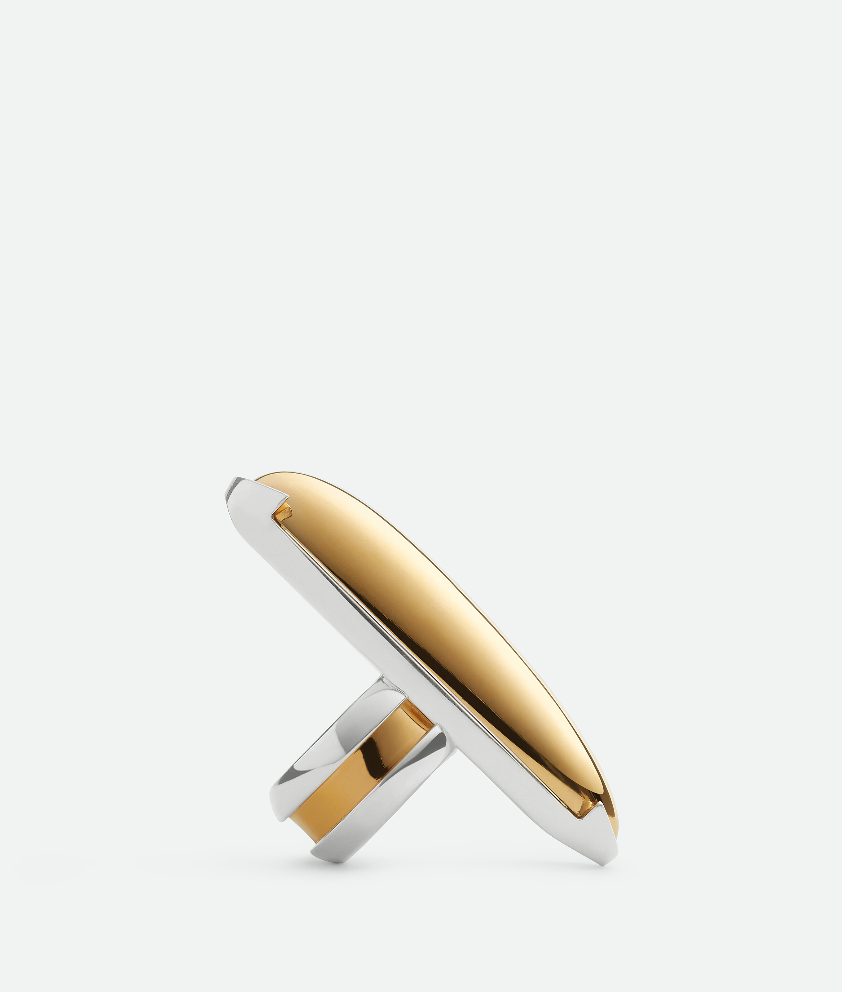 Shop Bottega Veneta Ellipse Large Ring In Silver/yellow Gold