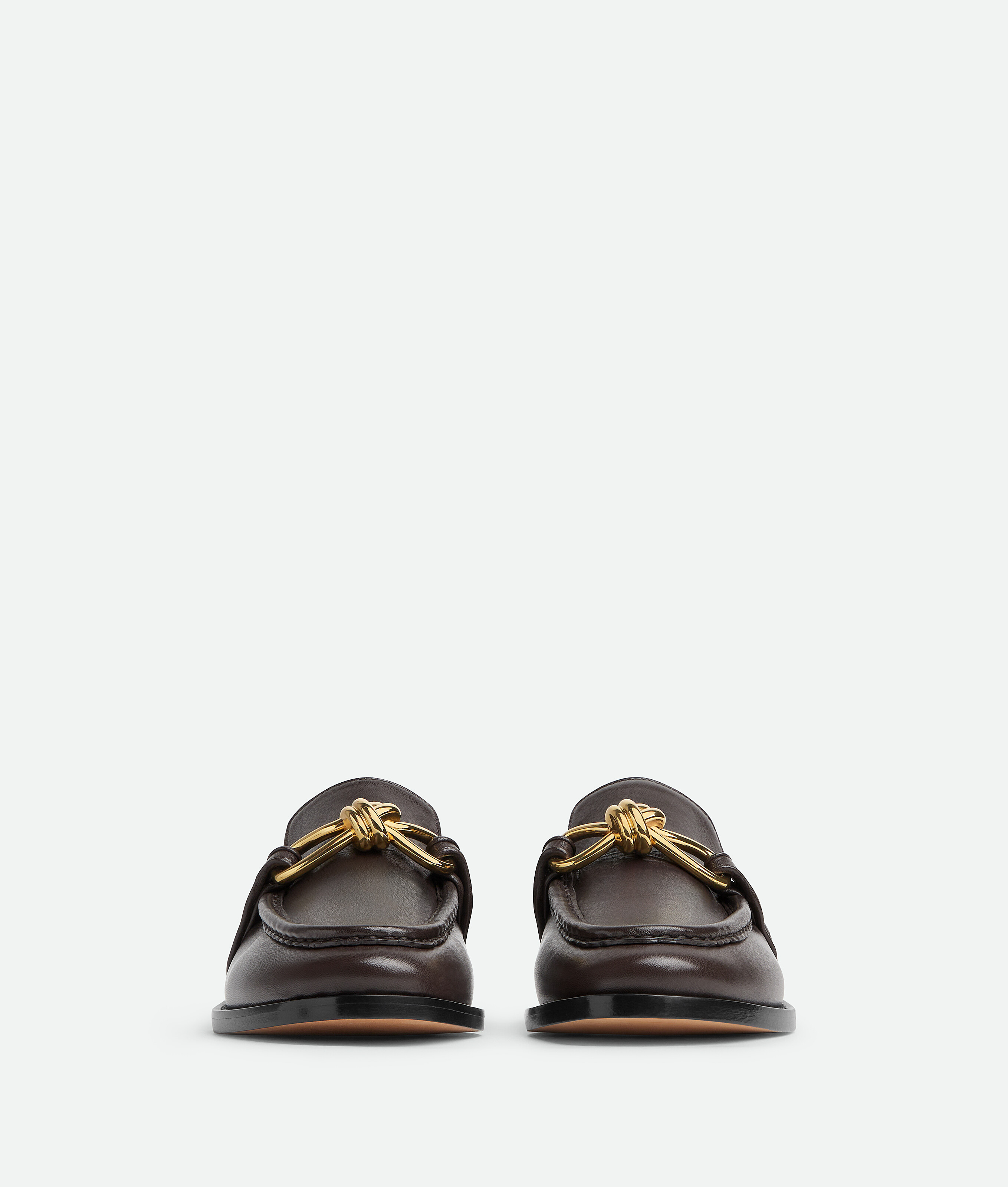 Bottega Veneta Astaire Metallic Knot Leather Loafers In Black