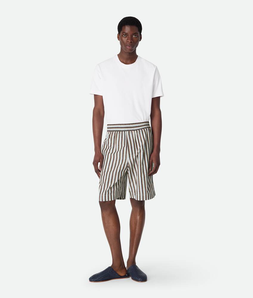 Ein größeres Bild des Produktes anzeigen 1 - Gestreifte Shorts aus Baumwolle und Leinen