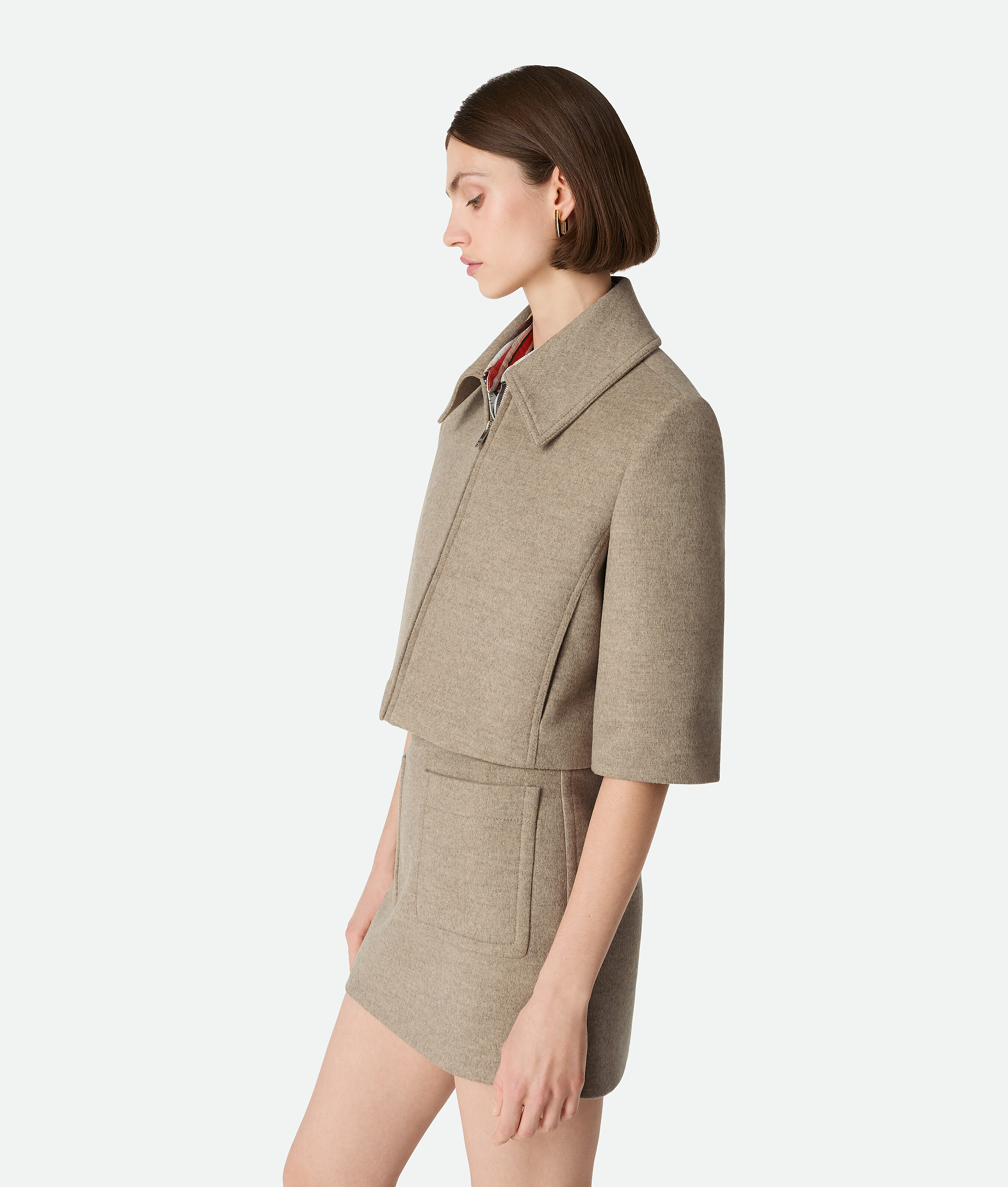 Bottega Veneta Veste Cropped En Laine Et Cachemire In Gray