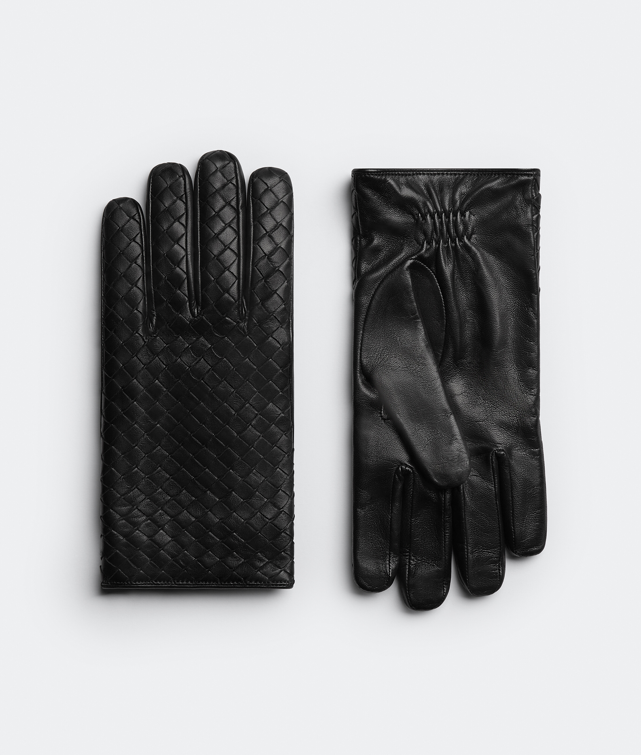 Bottega Veneta Intrecciato Leather Gloves In Black