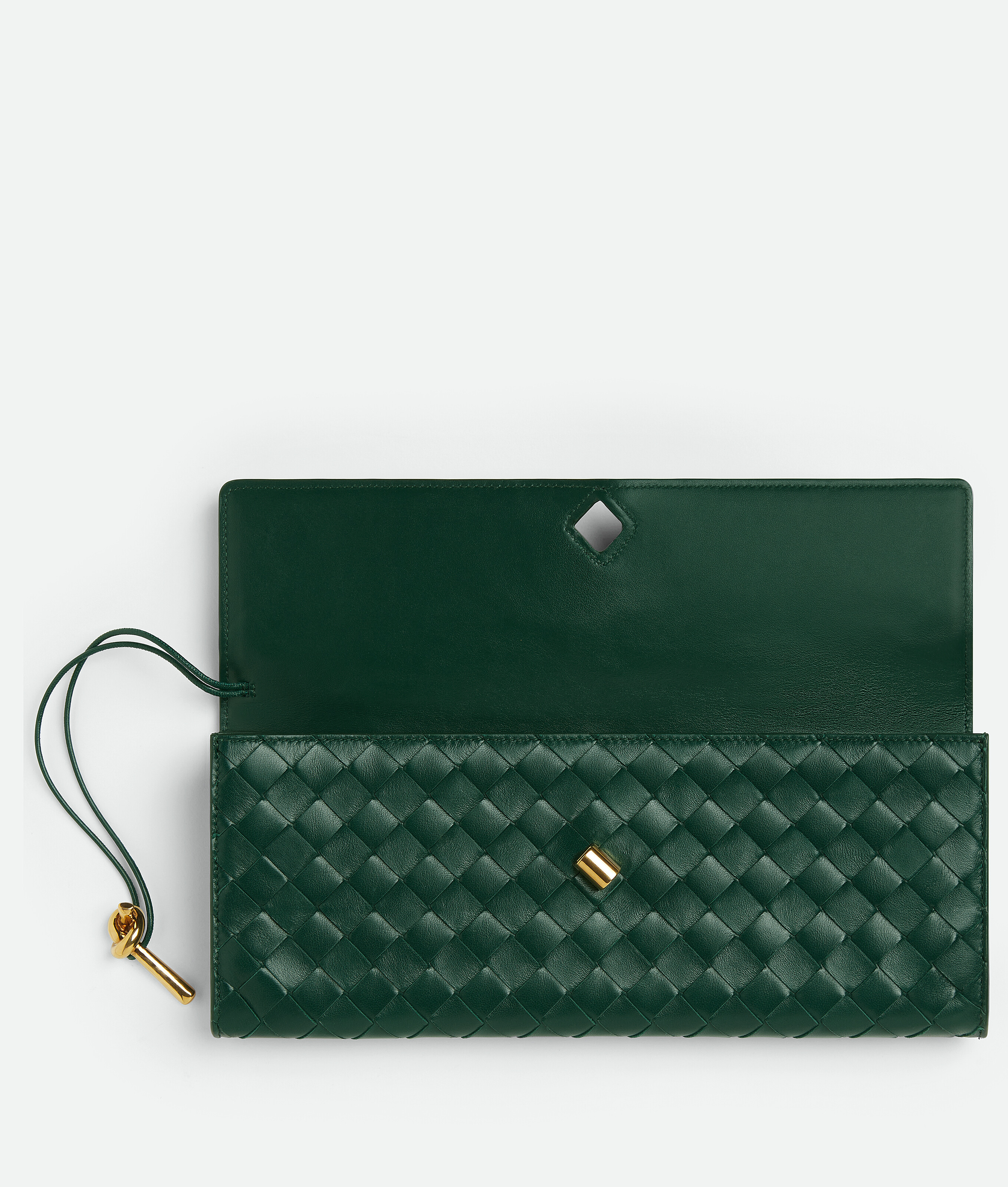 Bottega Veneta Womens Andiamo Leather Clutch Bag Emerald Green-m Bras