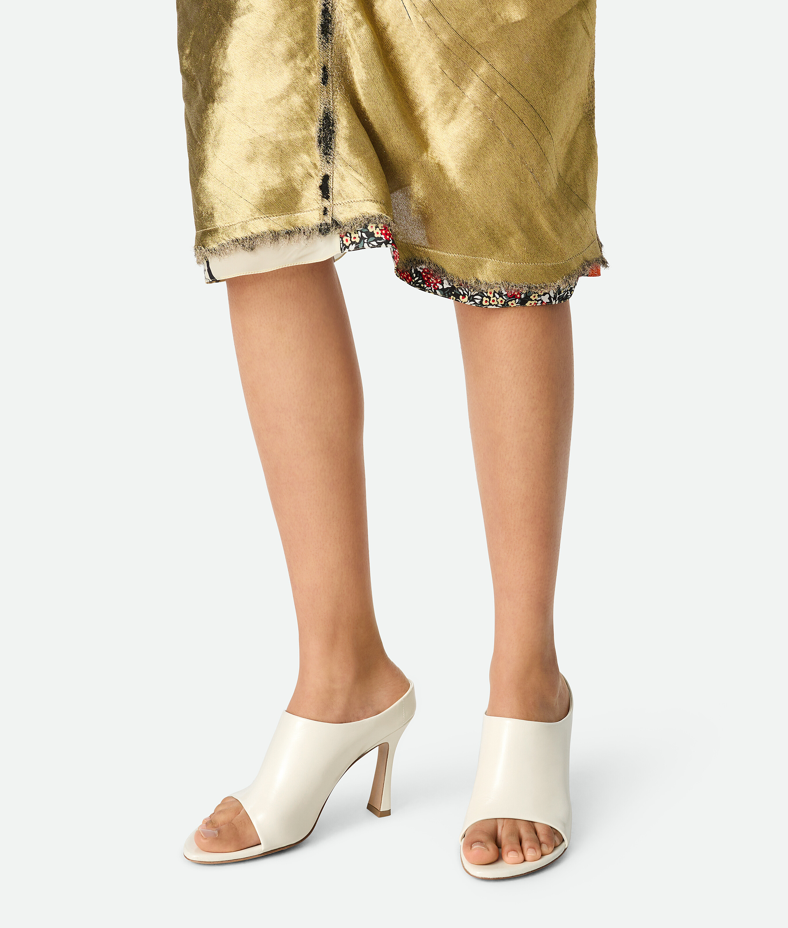 Bottega Veneta Cushion Lux Leather Mule Sandals In Sea Salt