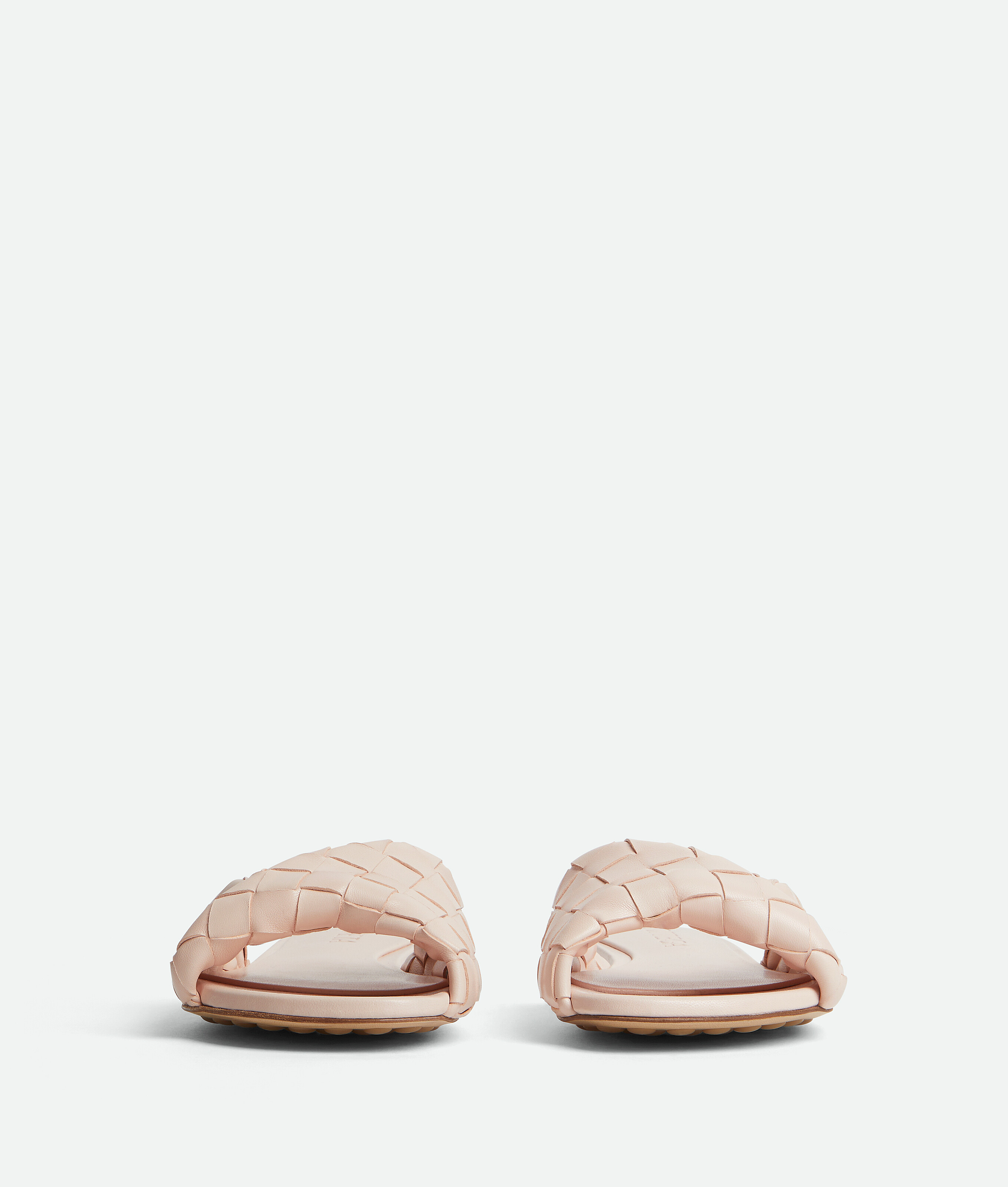Bottega Veneta Blink Intrecciato Leather Flat Mules In Cameo