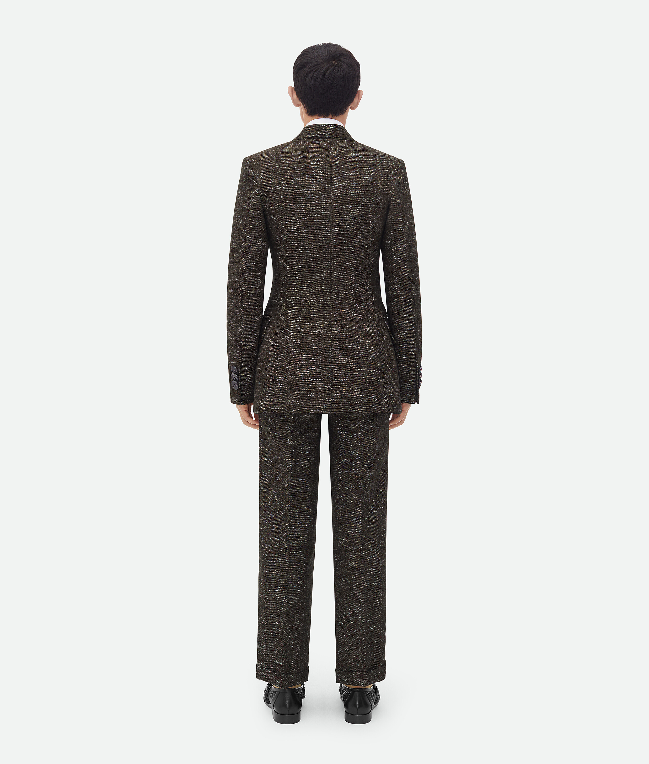 Bottega Veneta Textured Wool Speckled Fitted Jacket In Brown