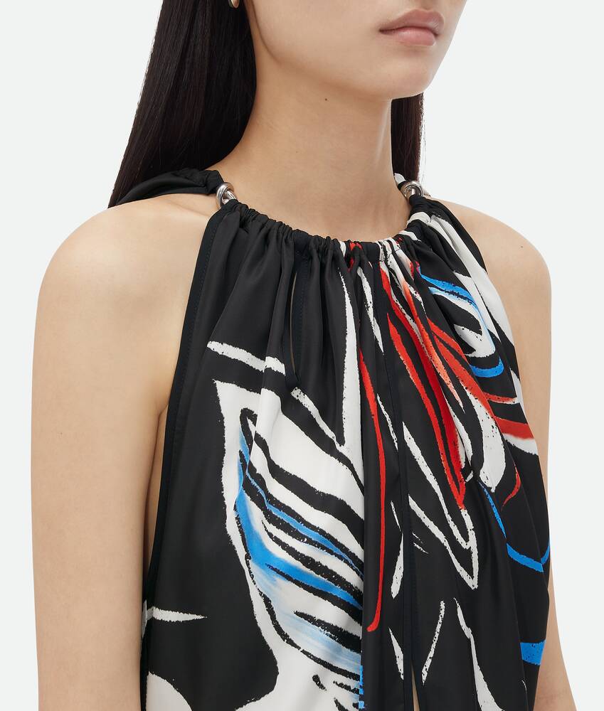 Display a large version of the product image 5 - Printed Viscose Dress With Knot Detail At Neck