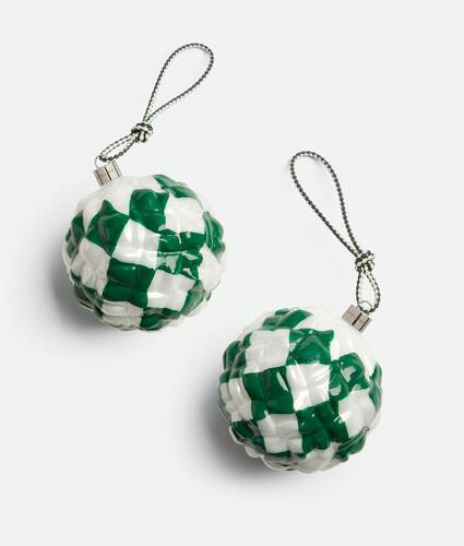 Set Of Two Check Ornaments