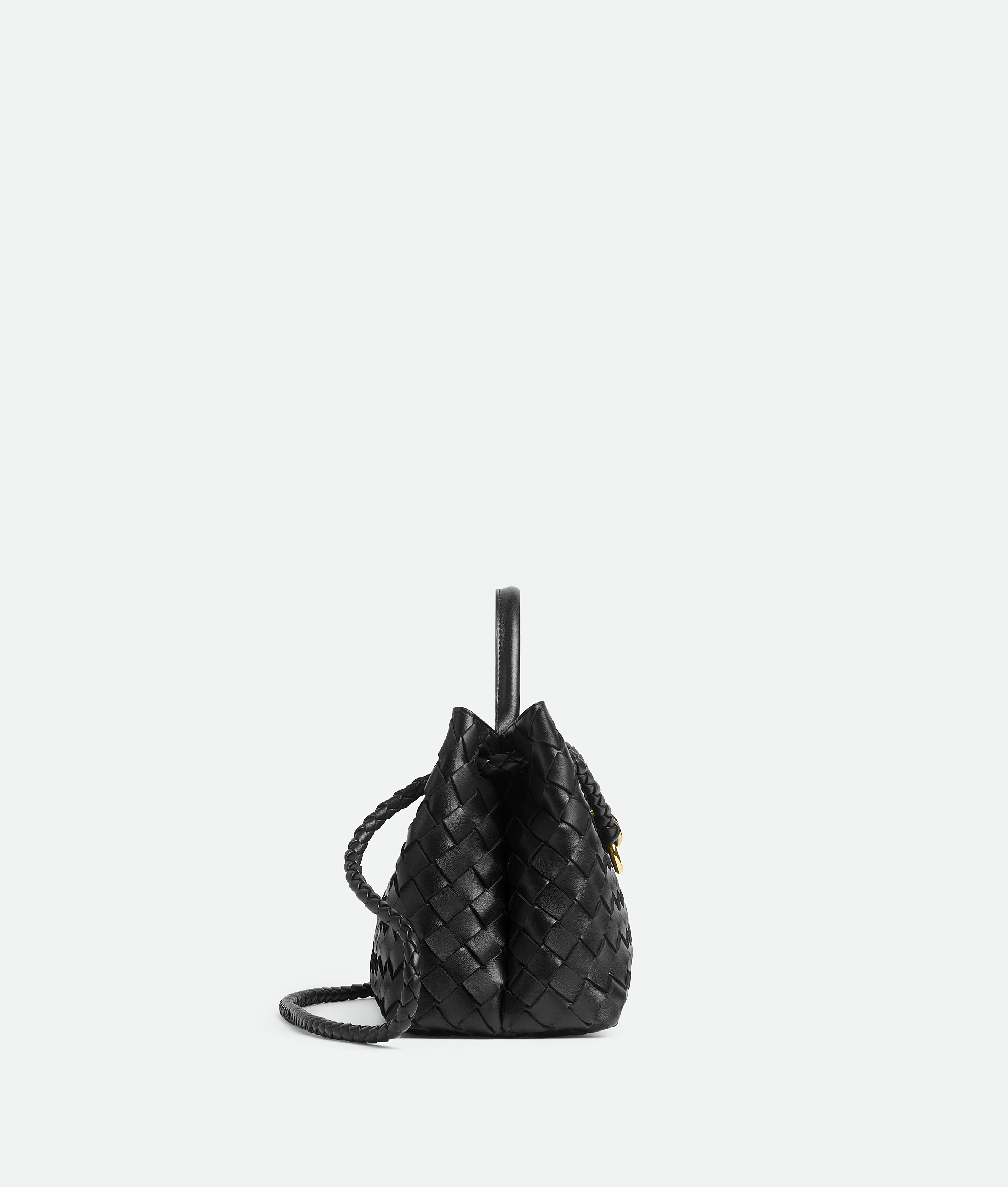 Bottega Veneta East-west Andiamo Leather Top Handle Bag In Black