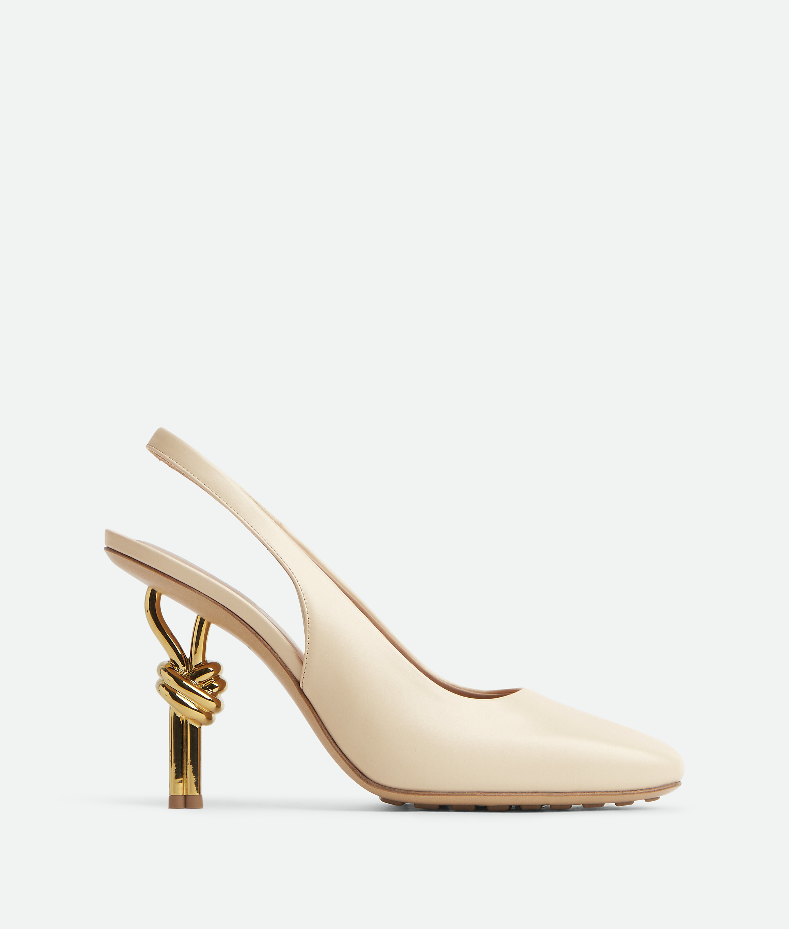 Bottega Veneta High-heeled Sandals With Knot Details In Sea Salt