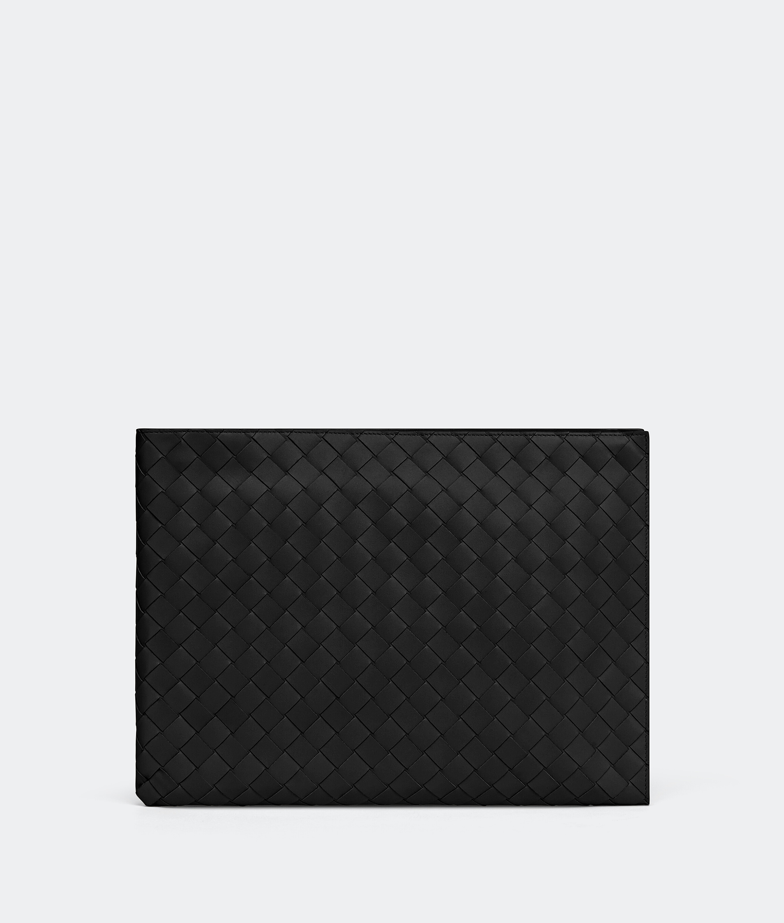 Shop Bottega Veneta Intrecciato Half Zip Pouch In Noir