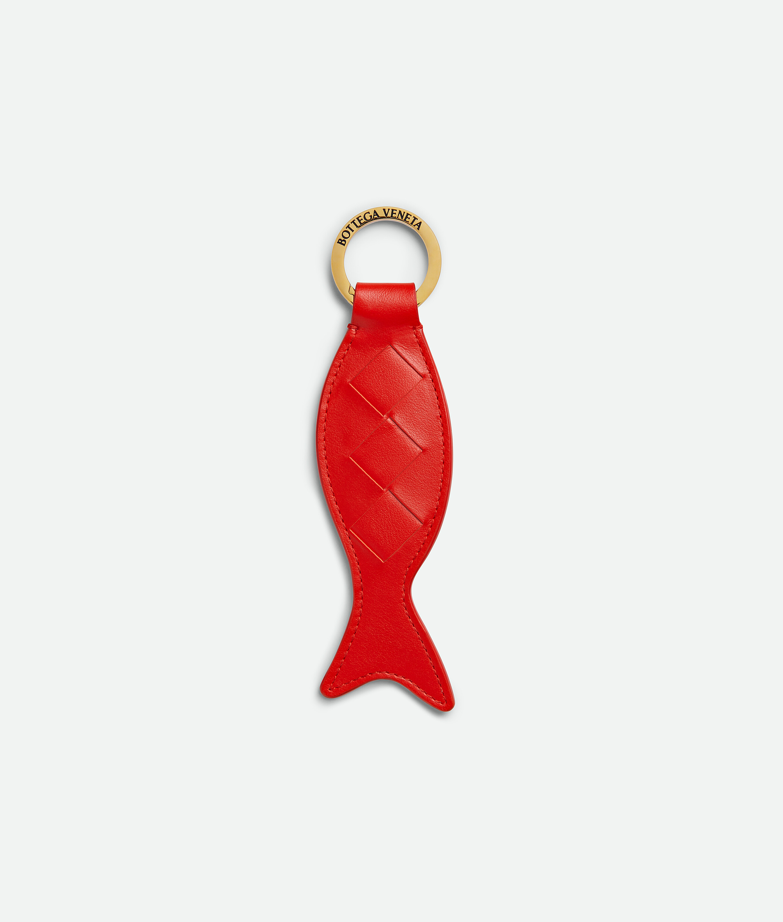 Shop Bottega Veneta Fish Keyring In Tulip