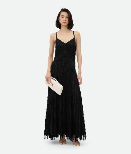 Fringed Fil Coupe Crepe Dress