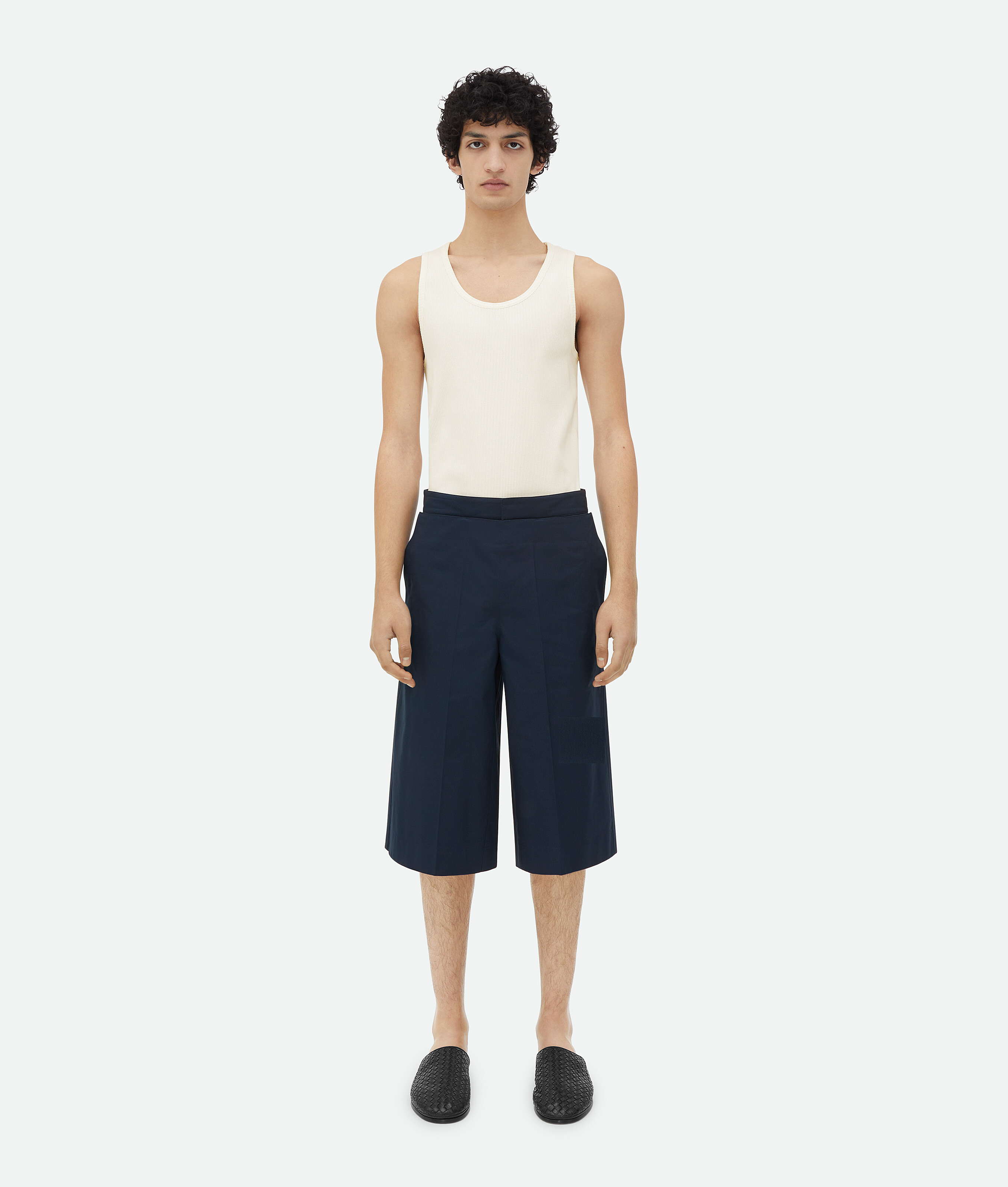 Bottega Veneta Bermuda Cotton Shorts In Blue