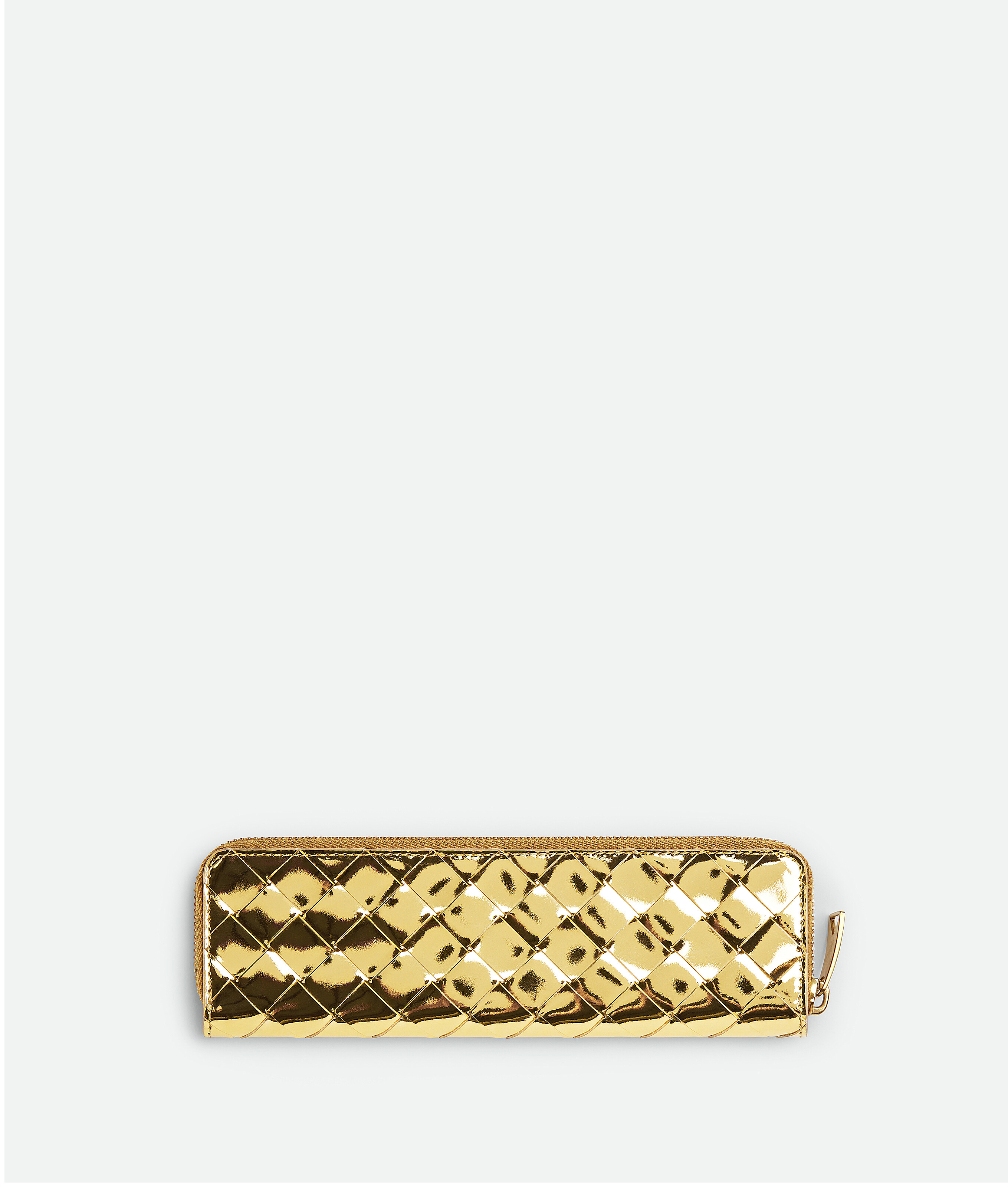 Shop Bottega Veneta Intrecciato Slim Pencil Case In Gold