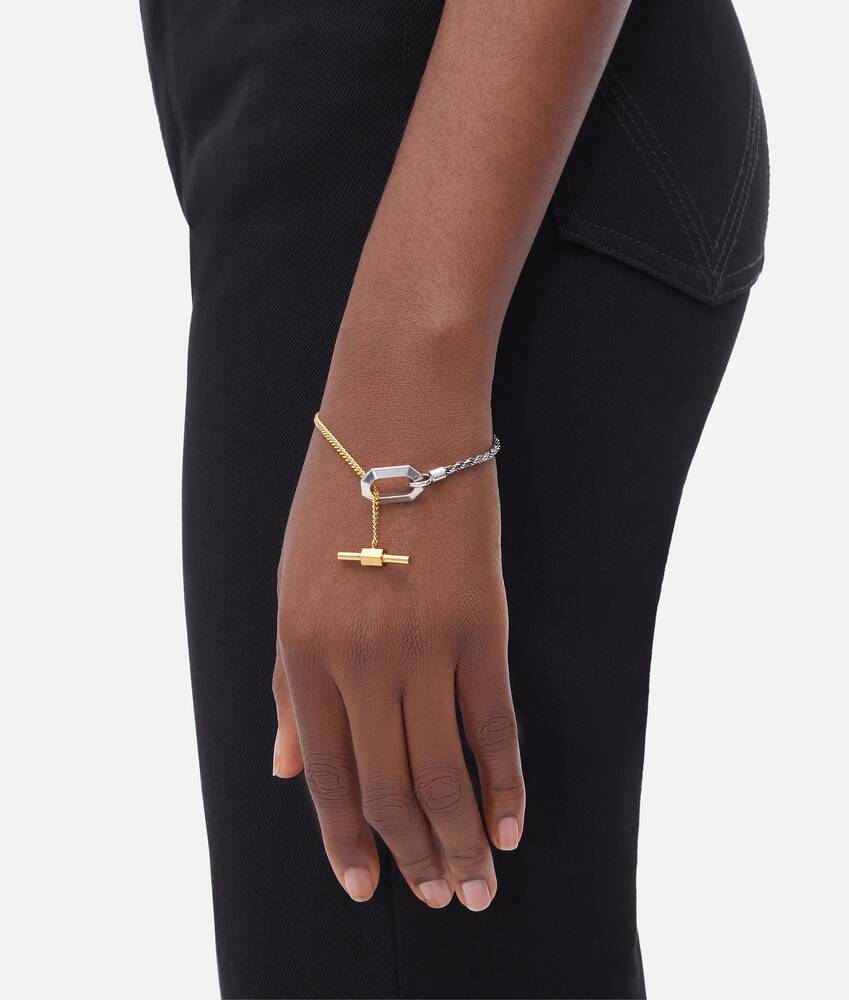 Bottega Veneta Golden Sterling Silver Anchor Chain Bracelet