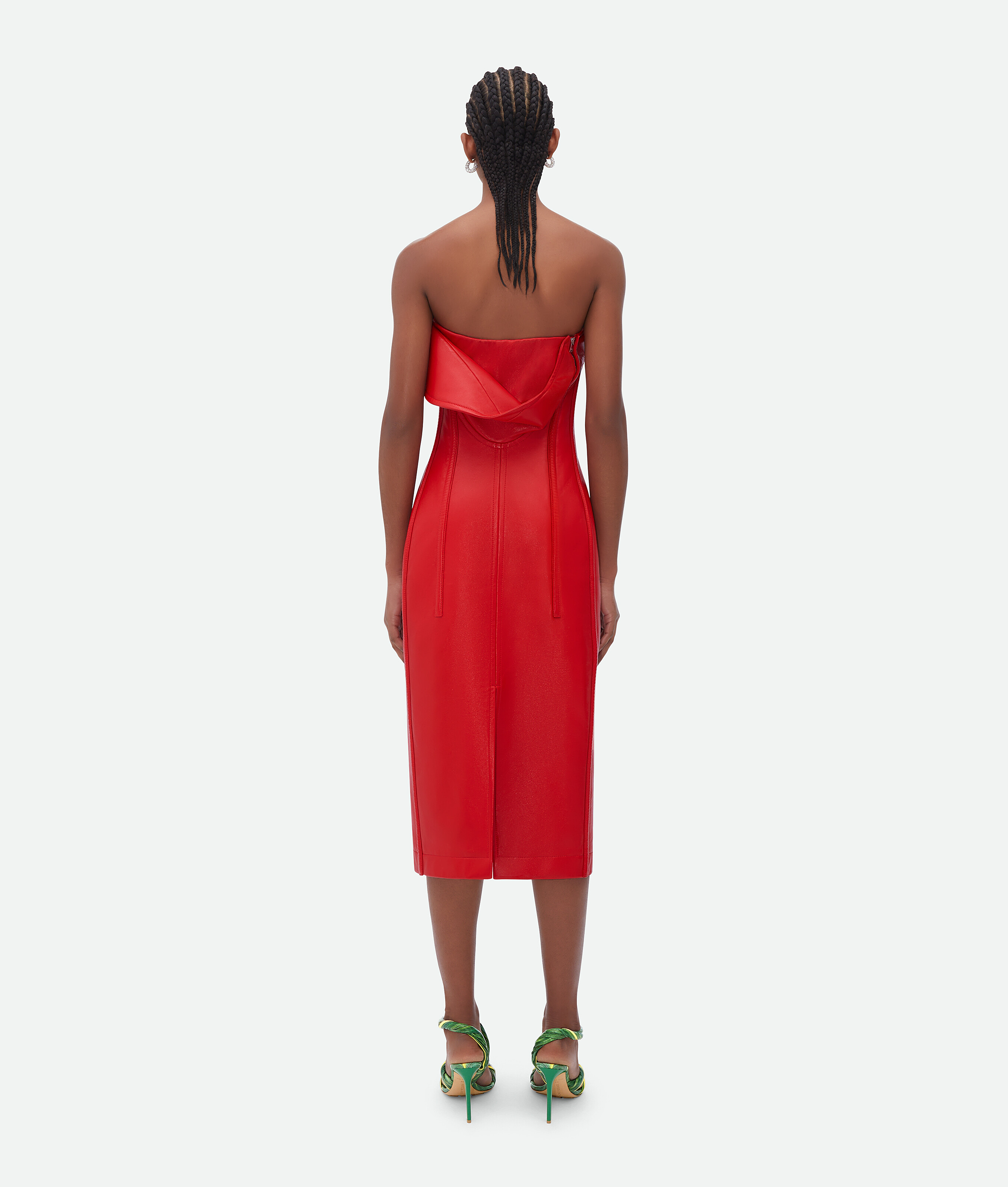 Shop Bottega Veneta Shiny Leather Bustier Dress In Red