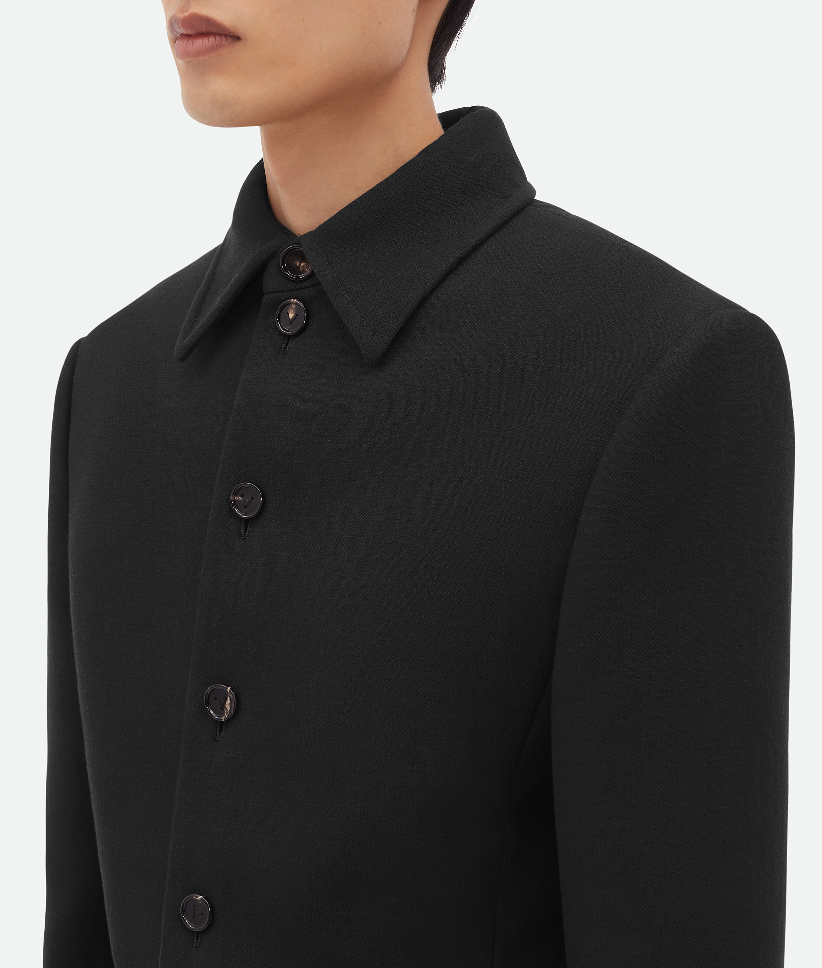 Shop Bottega Veneta Veste-chemise En Coton Structuré In Black