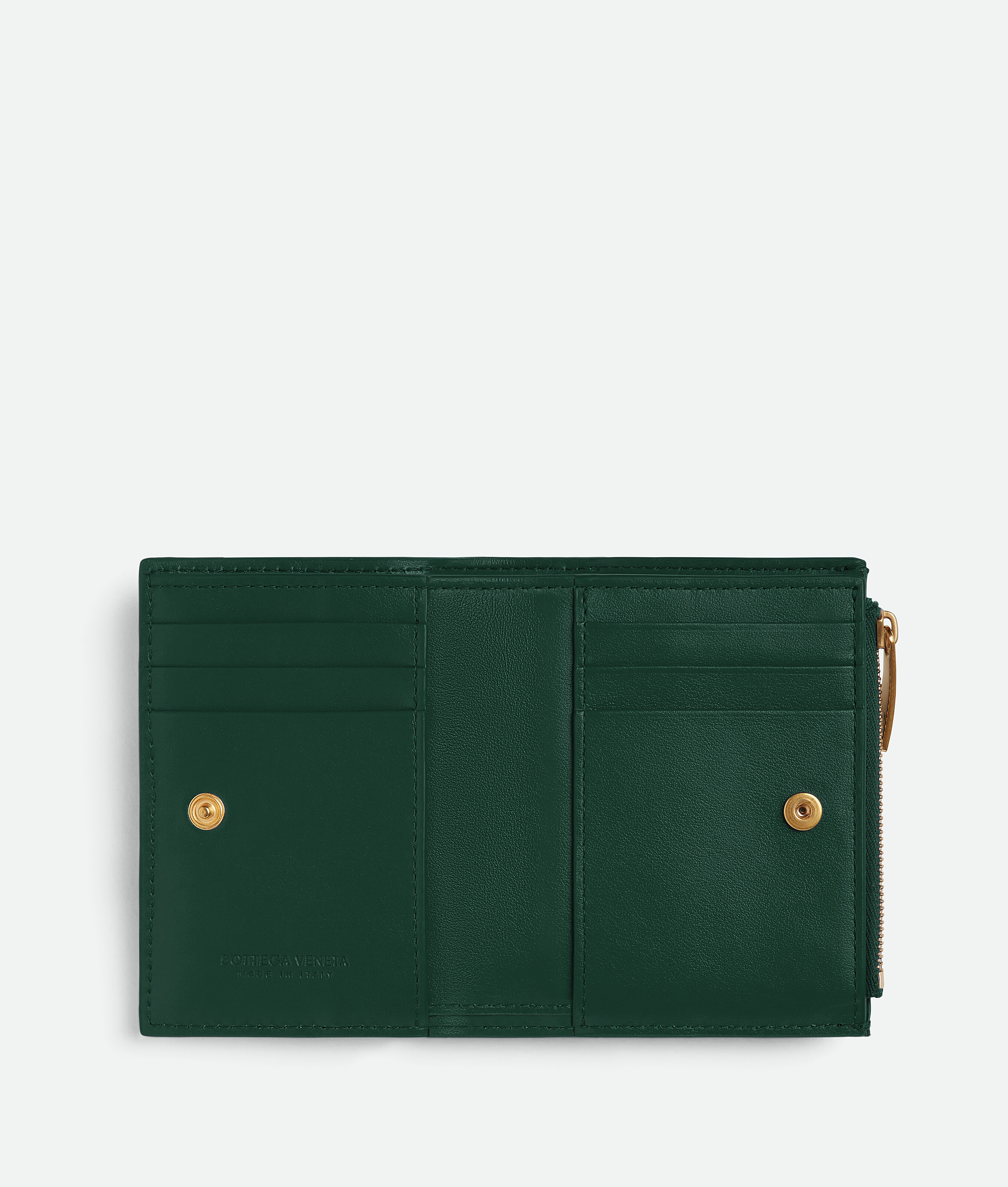 Bottega Veneta Small Cassette Bi-fold Zip Wallet In Emerald Green