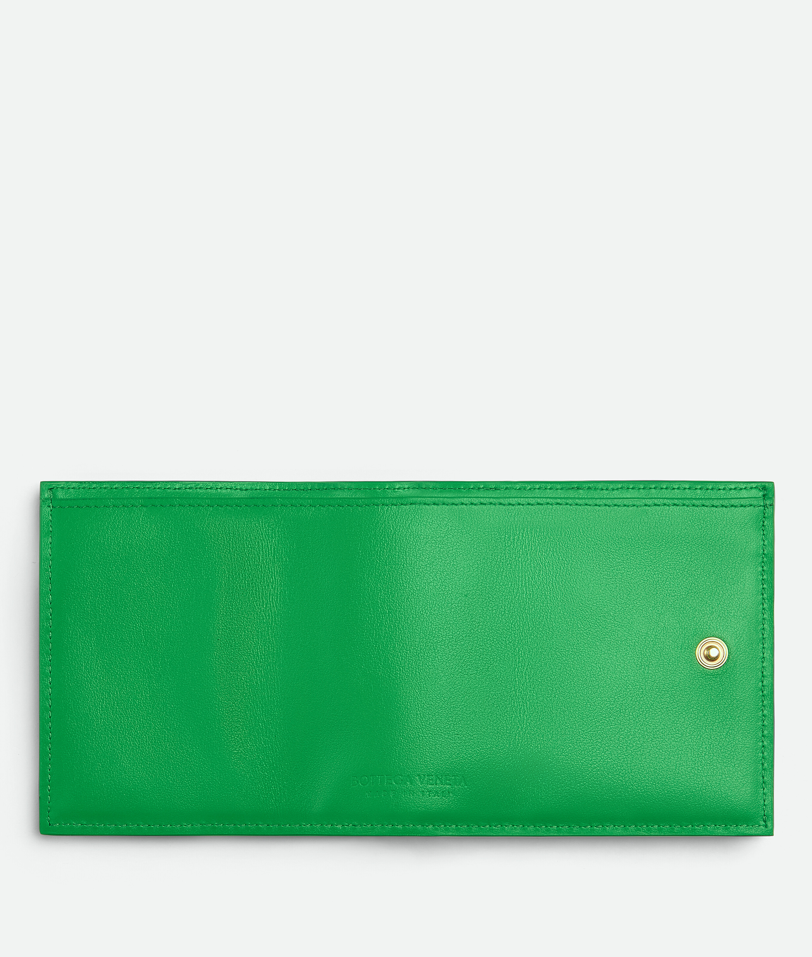 Shop Bottega Veneta Intrecciato Tiny Tri-fold Zip Wallet In Green