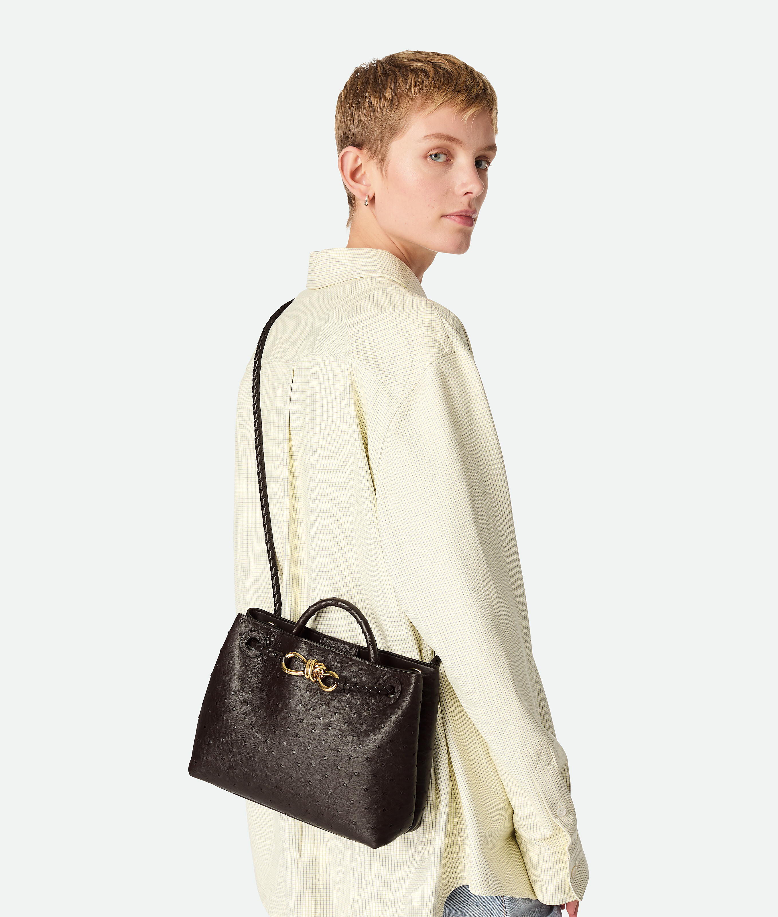 Shop Bottega Veneta Small Andiamo In Fondant