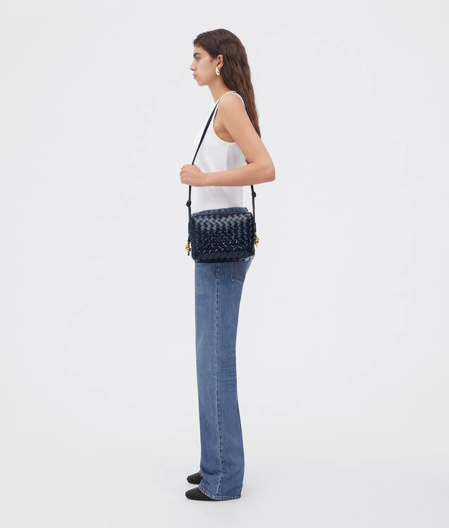 Bottega Small Cassette Camera Bag in Porridge. Shop online now.