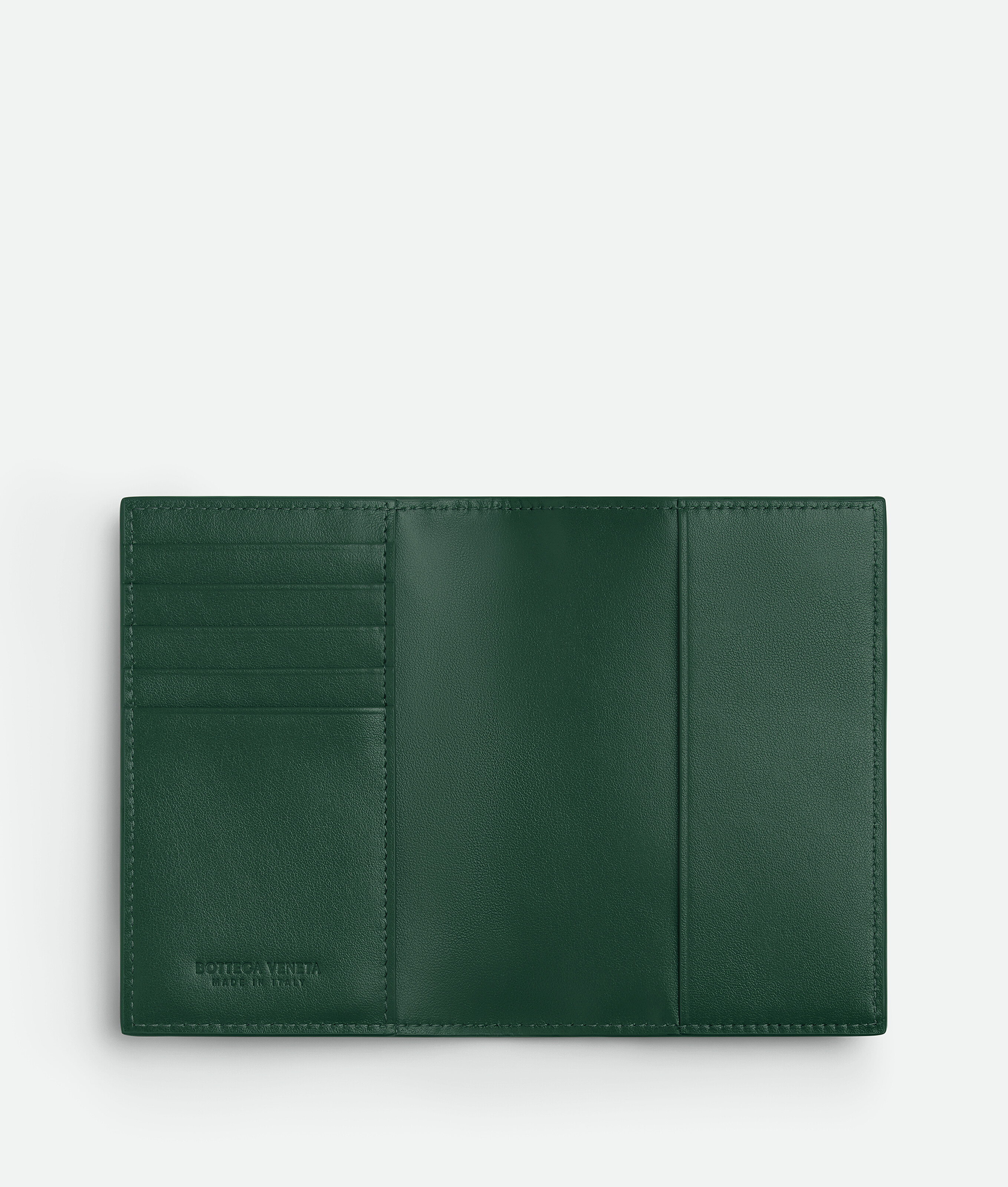 Bottega Veneta Cassette Passport Case In Emerald Green