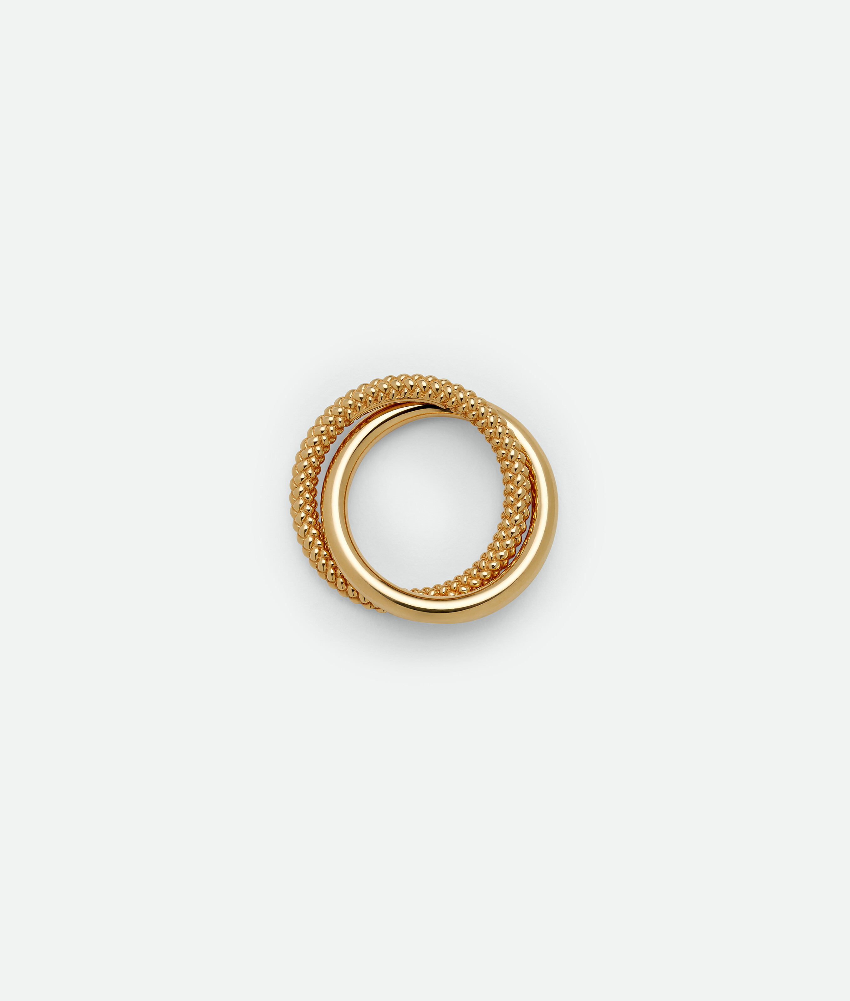 Shop Bottega Veneta Intreccio Interlocking Double Ring In Gold