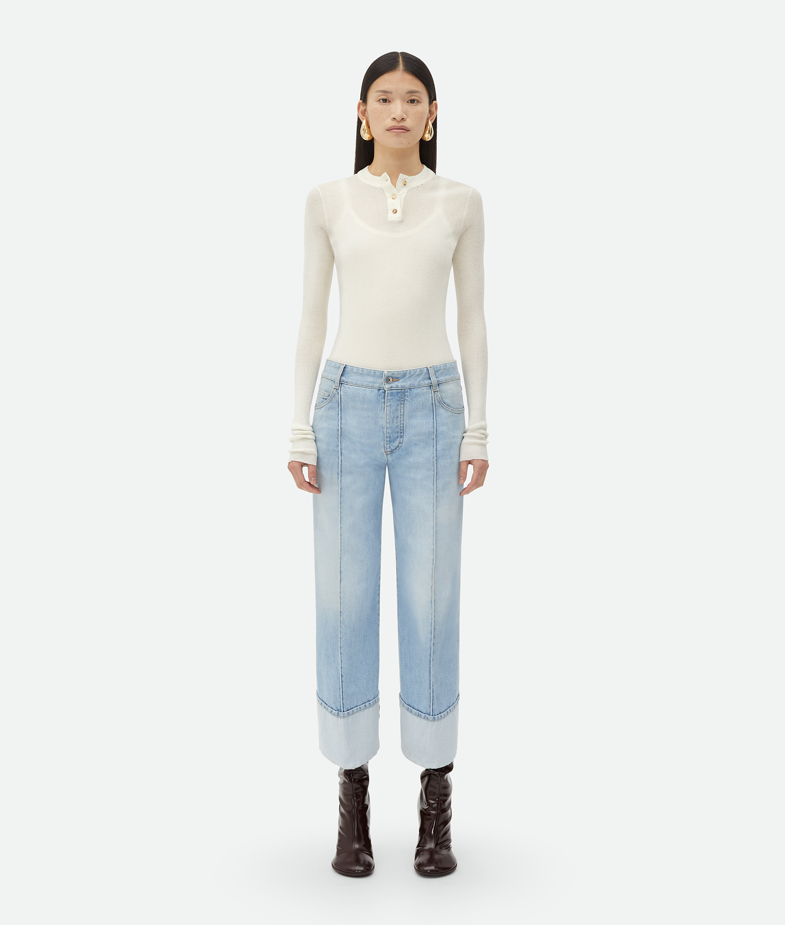 Bottega Veneta Women Curved Line Jeans In Blue