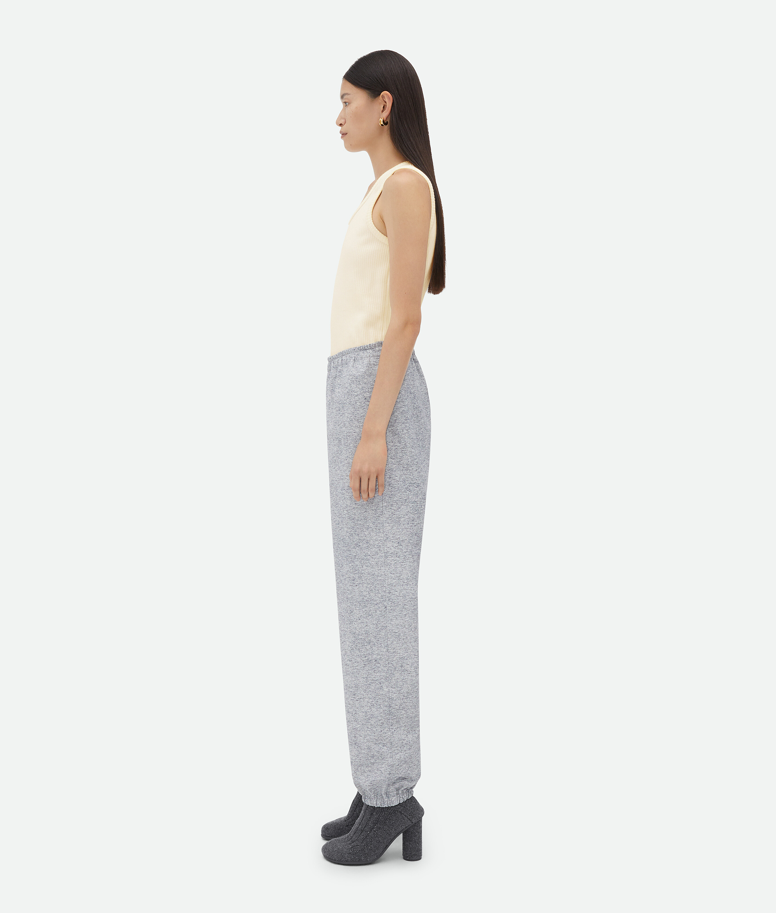 Bottega Veneta Printed Leather Jersey Jogger Trousers In Grey