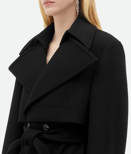 Louis Vuitton Monogram Belted Short Wrap Pea Coat, Black, 38