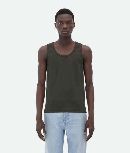Display a large version of the product image 1 - Slim Fit Cotton Stretch Ribbed Tank Top