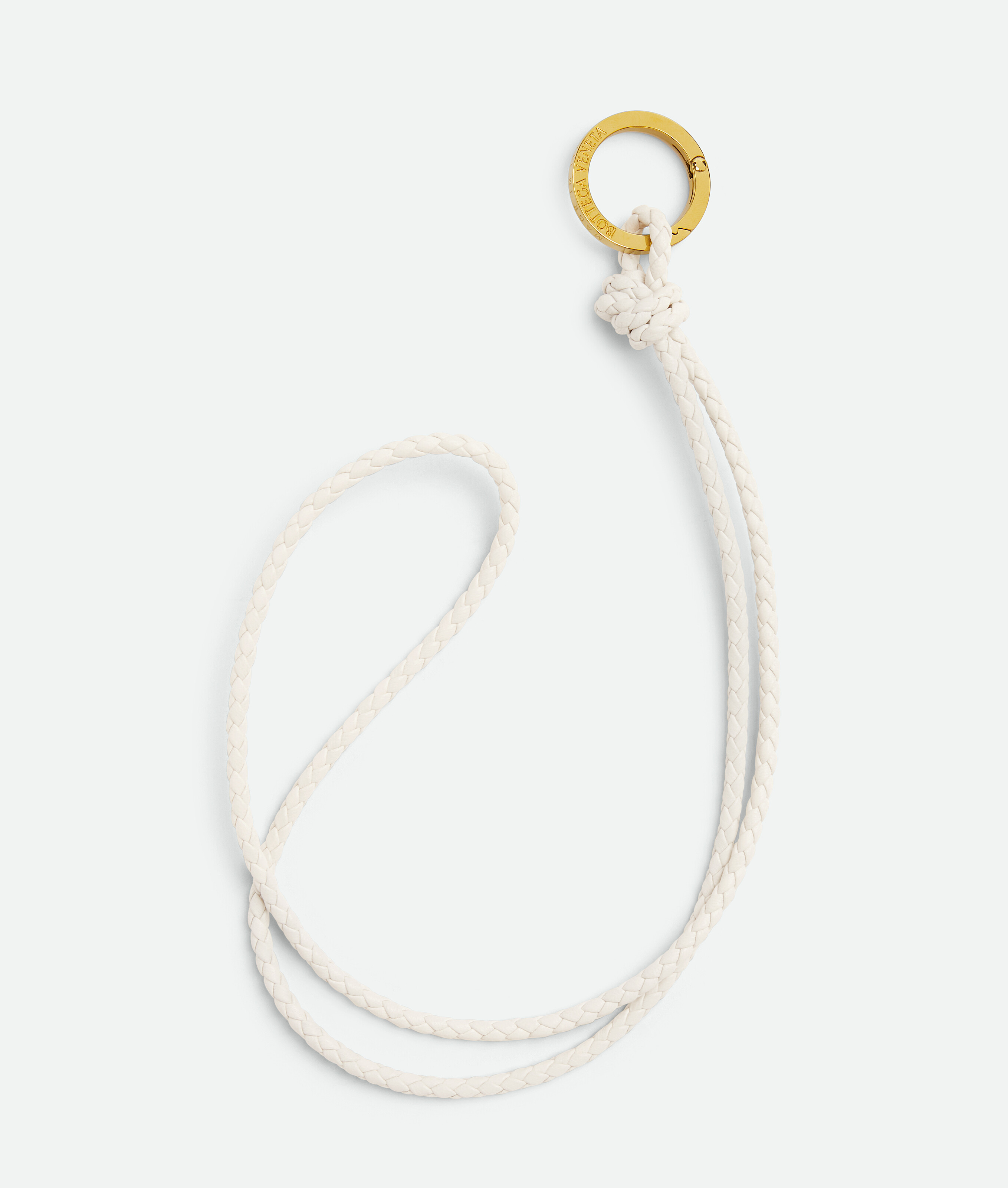 Bottega Veneta Intreccio Long Key Ring In White