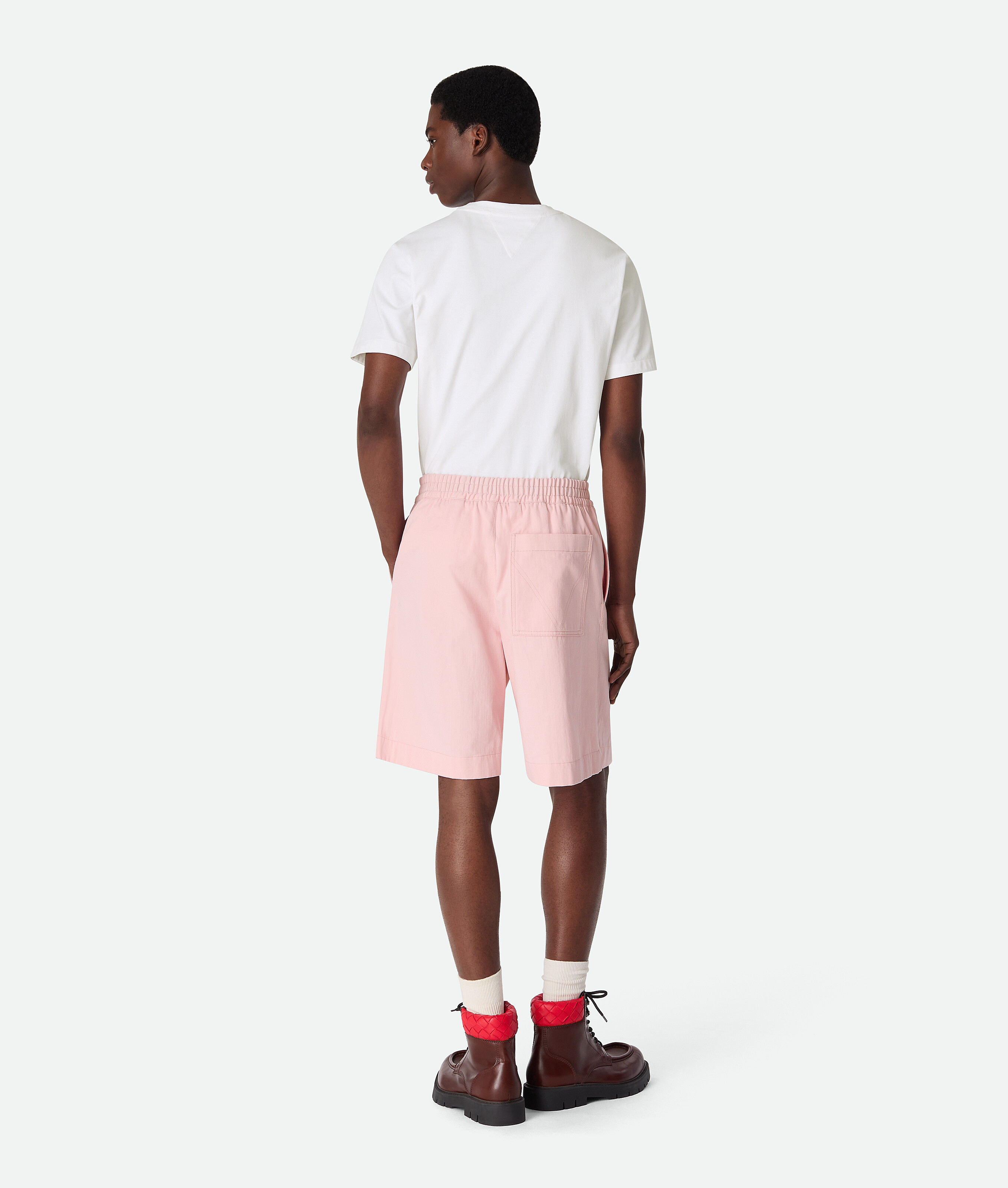 Bottega Veneta Elastic Waist Twill Bermuda Shorts In Brown