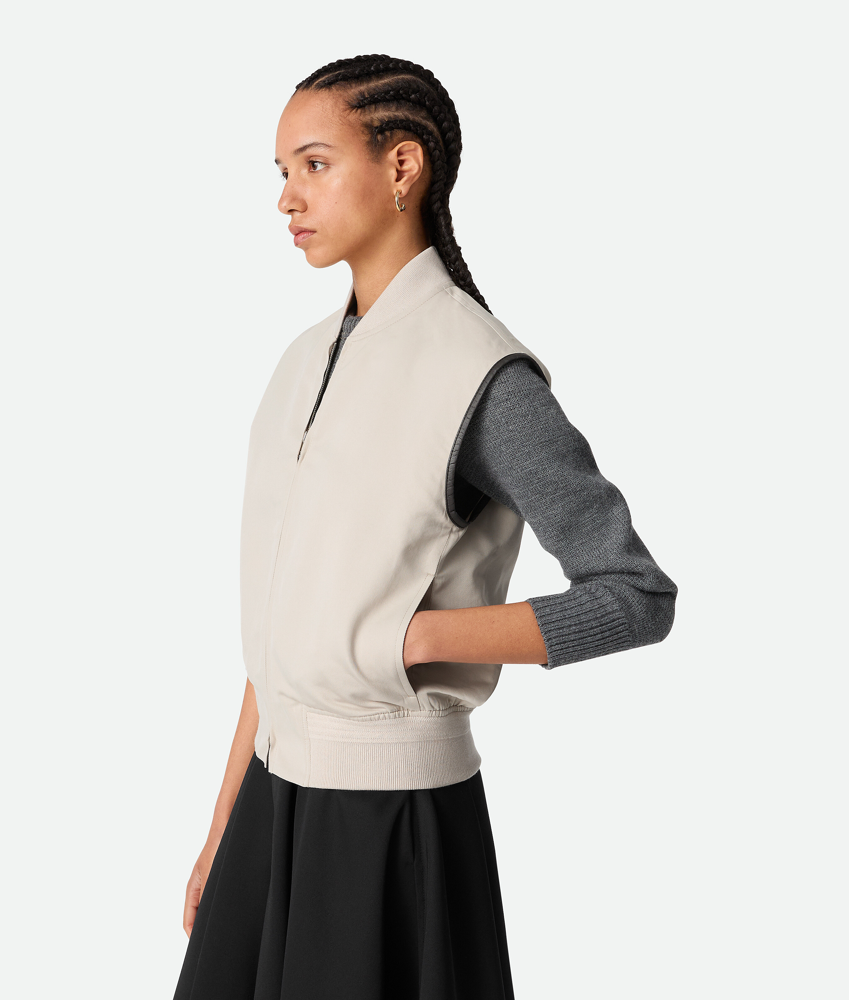 Bottega Veneta Twill Vest With Ribbed Collar And Hem