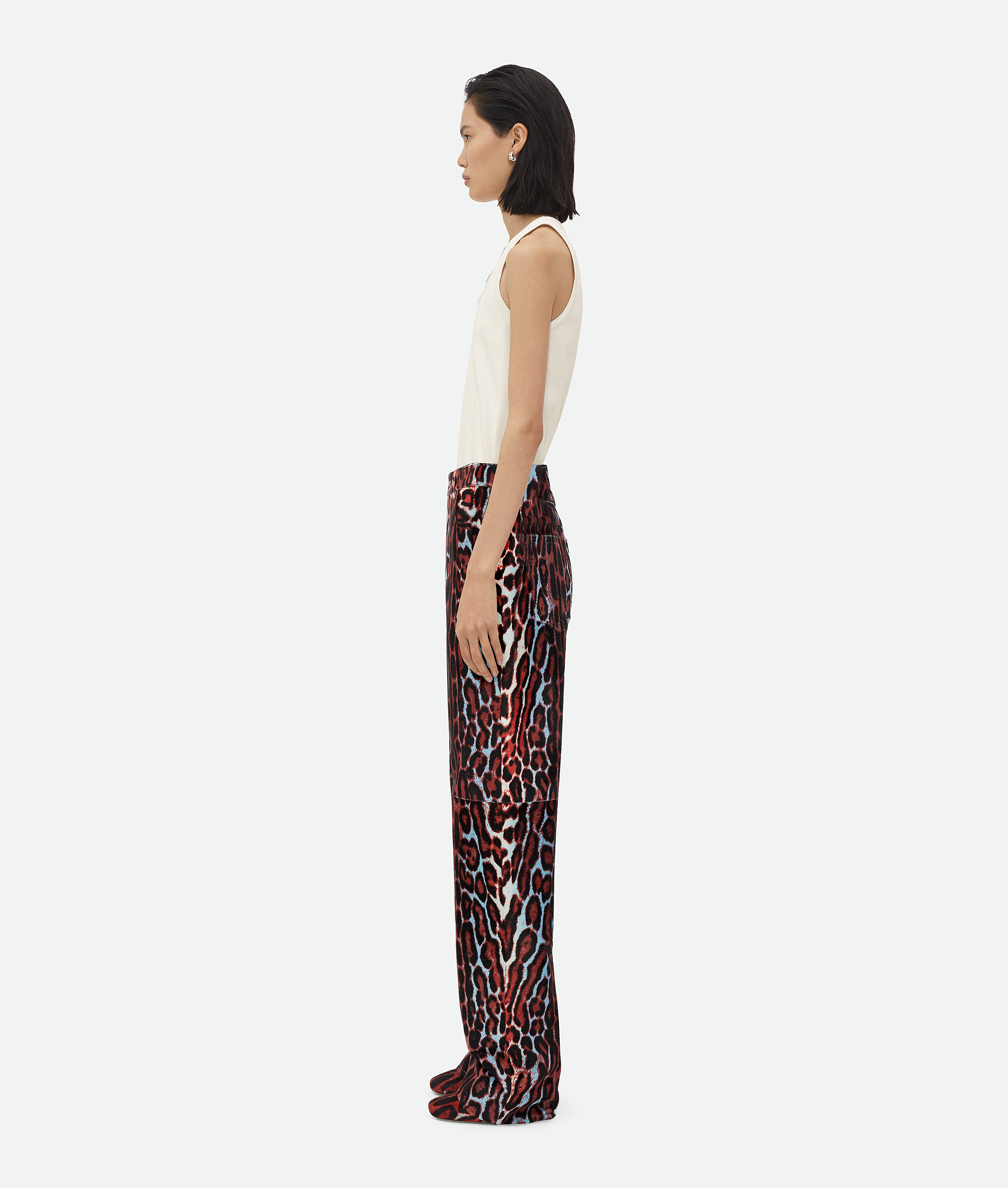 BOTTEGA VENETA LEOPARD PRINT SHEARLING TROUSERS