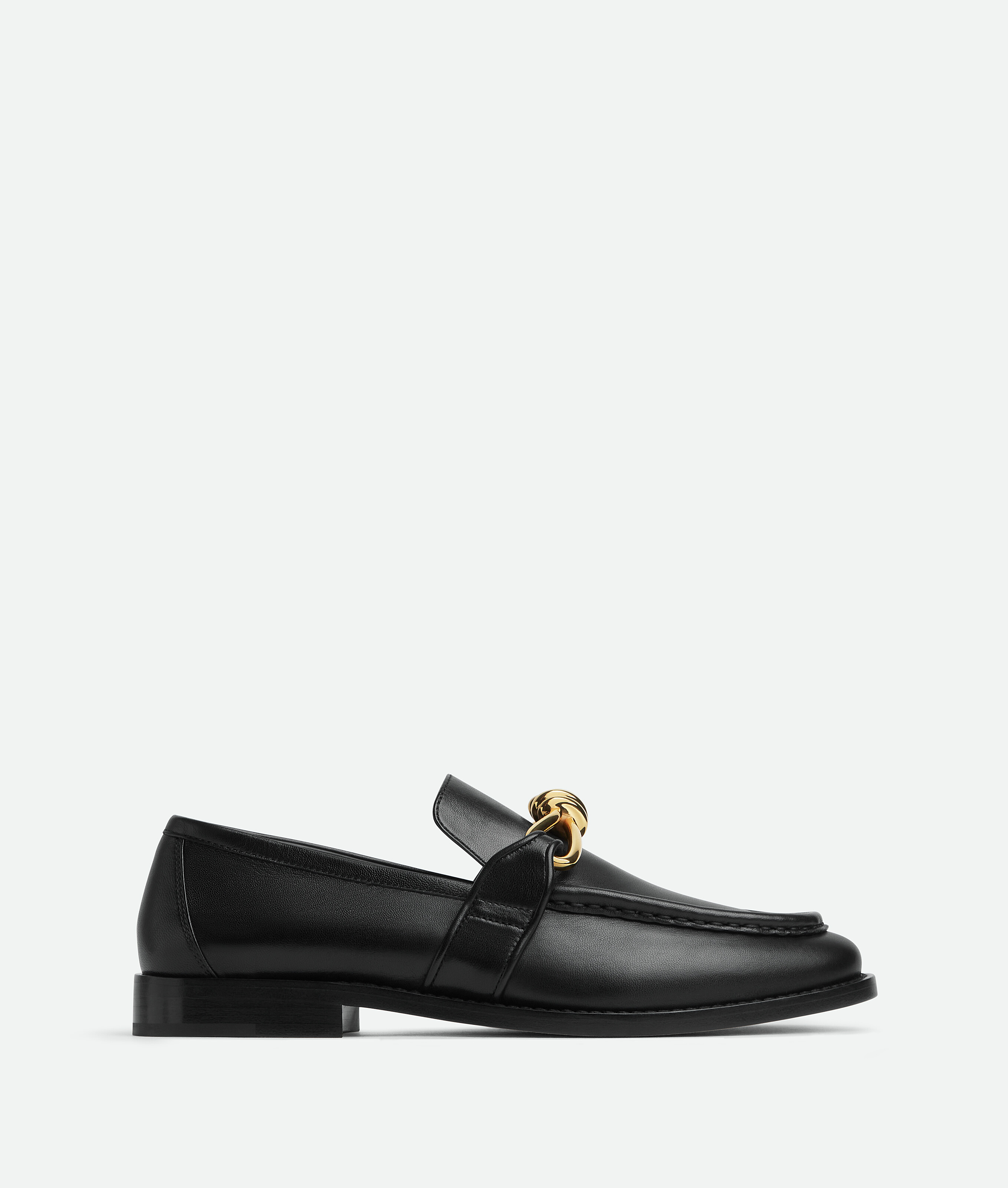 Bottega Veneta Astaire Metallic Knot Leather Loafers In Black