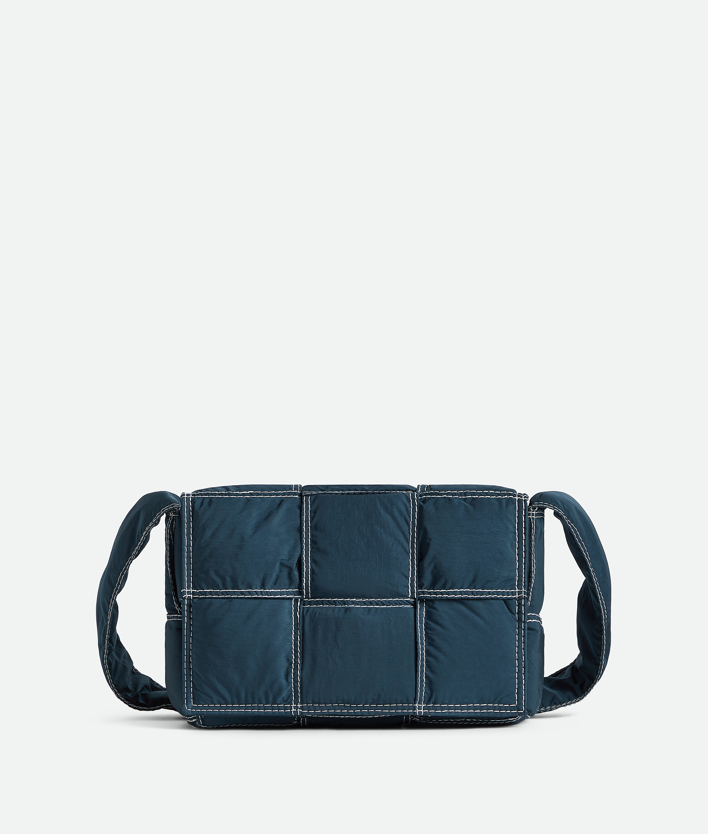 Bottega Veneta Small Padded Tech Cassette In Deep Blue/white