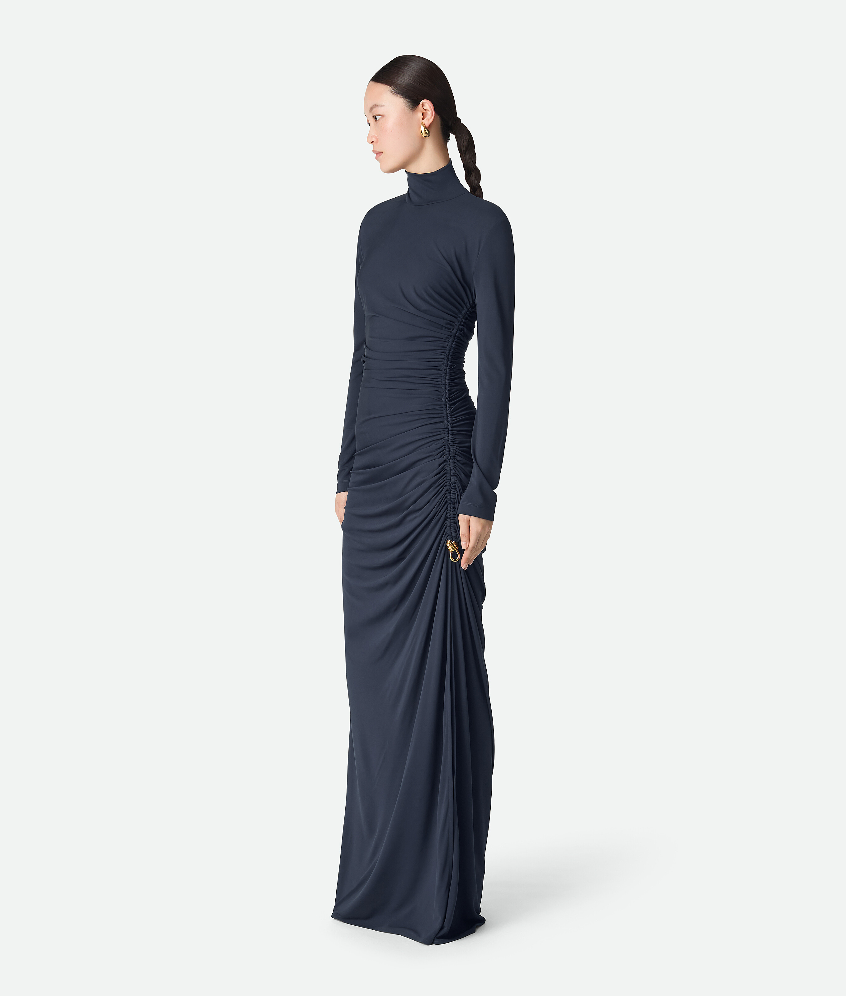 Bottega Veneta Knot Draped Jersey Gown In Blue
