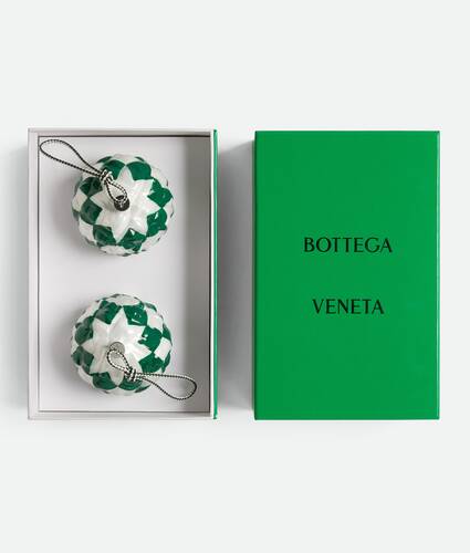Set Of Two Check Ornaments